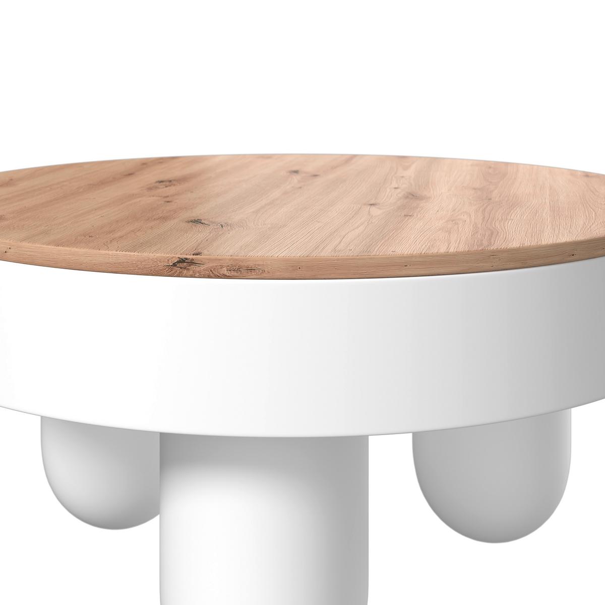 Klubska Miza Gabrielle, Bela, Barva Hrasta - barve hrasta/bela, Moderno, leseni material (80/80/42cm) - Bessagi Home