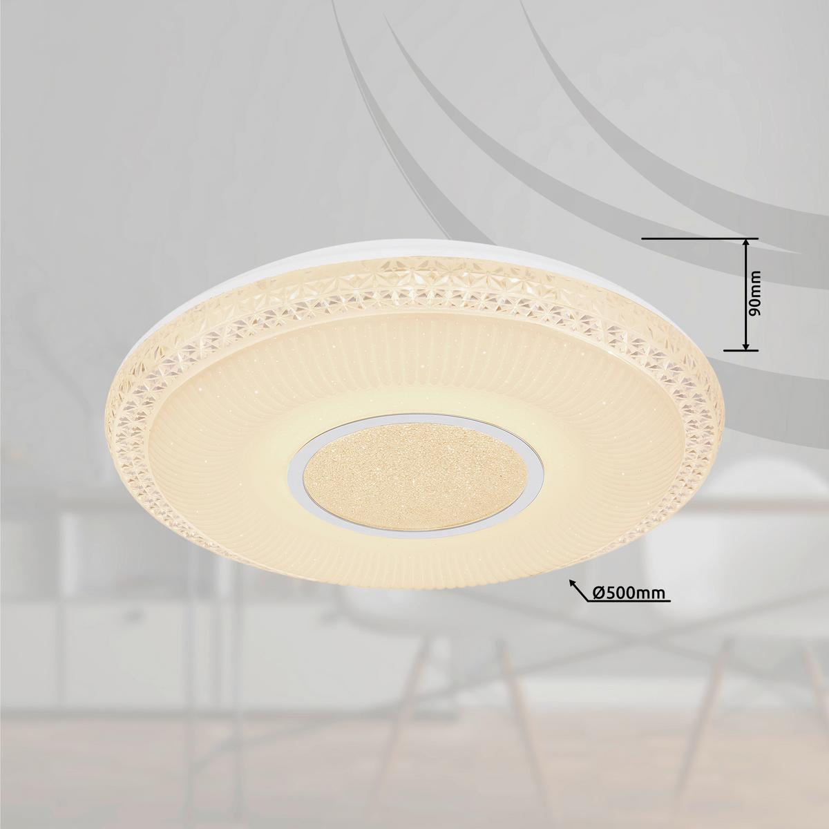 LED-DECKENLEUCHTE 48411-40RGB KLEMENS - Chromfarben/Weiss, Konventionell, Kunststoff/Metall (50/9cm) - Globo