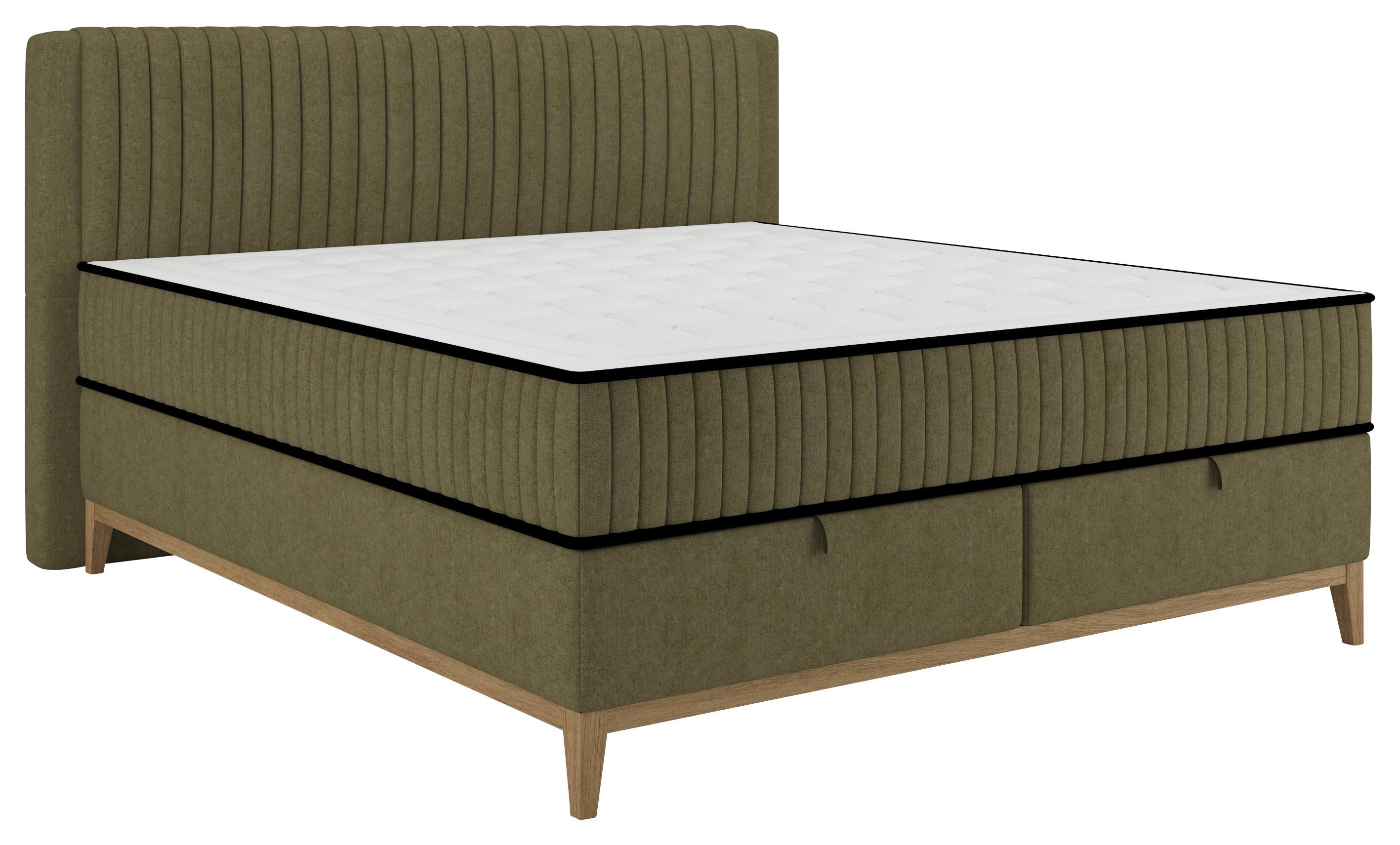 Bett Elena Olivgrün ca. 200x200cm - Olivgrün, KONVENTIONELL, Holz/Holzwerkstoff (200/200cm) - Sembella