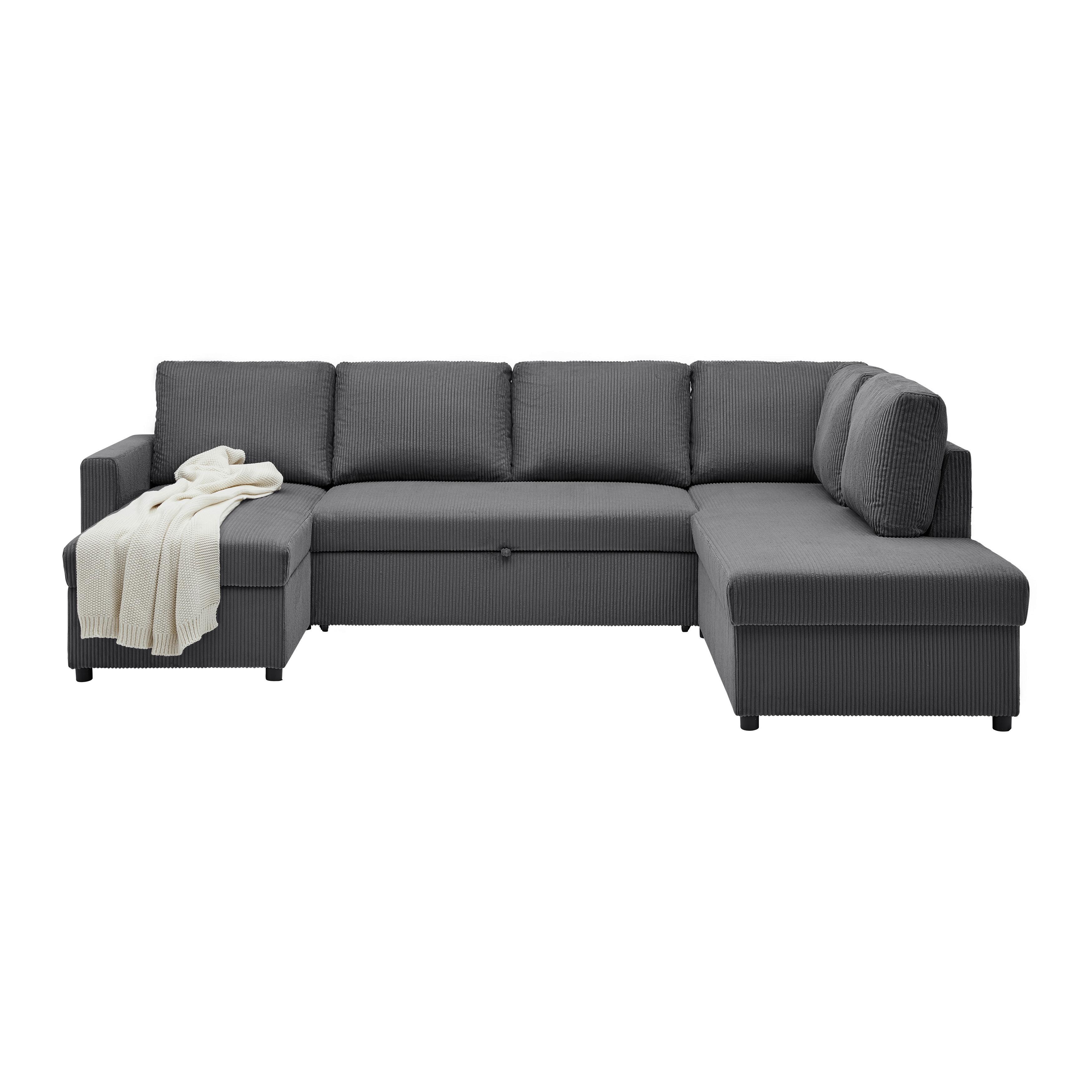 Wohnlandschaft Martina ACV Rechts Anthrazit - Anthrazit/Schwarz, MODERN, Holz/Holzwerkstoff (276/89/204cm) - Mömax