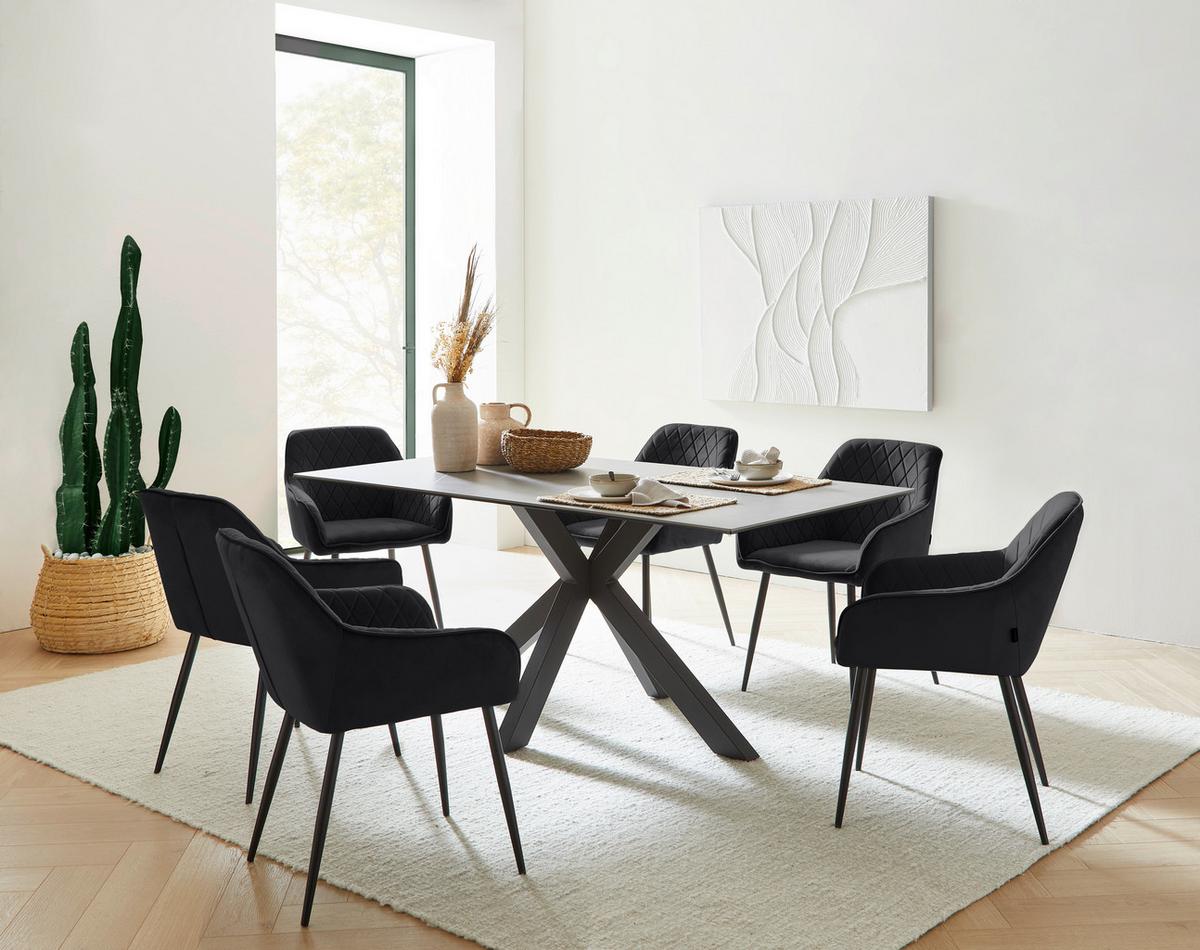 ZESTAW KRZESEŁ Z PODŁOKIETNIK. STU - czarny, Design, metal/tkanina (56/82,5/61,5cm) - Novel