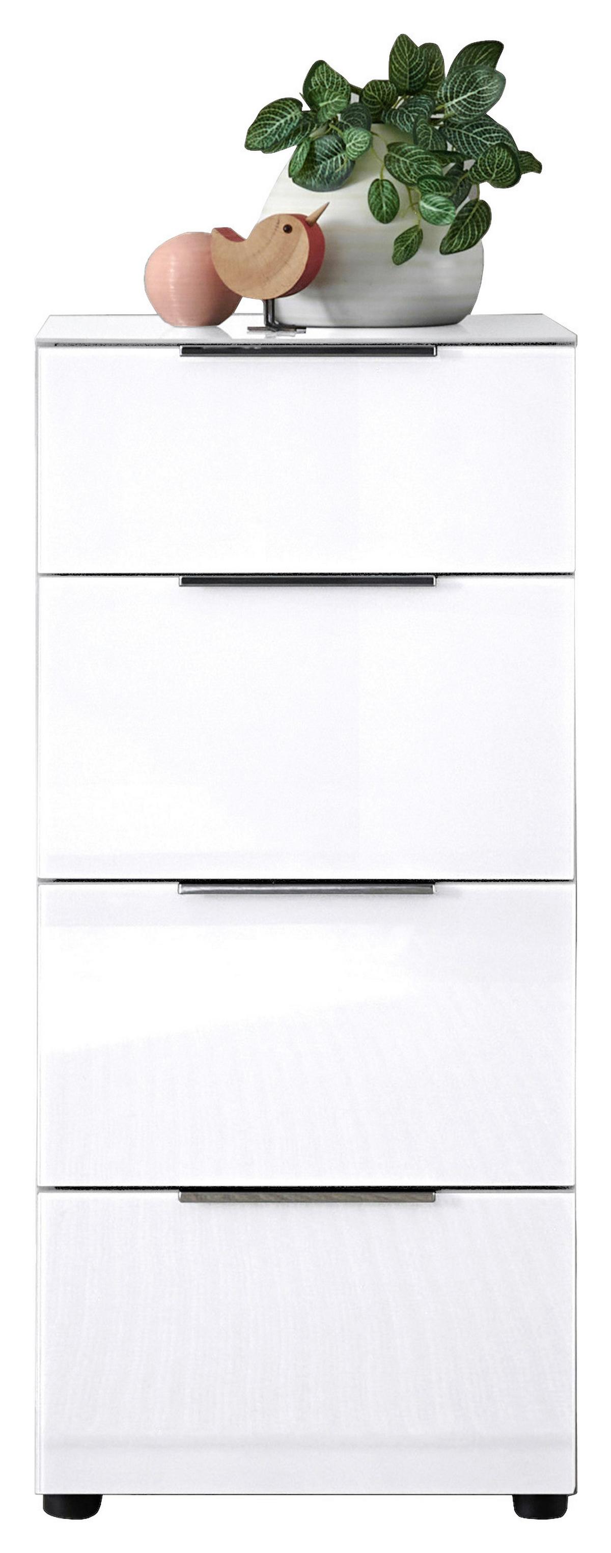 Kommode Siena Weiß - Chromfarben/Schwarz, MODERN, Glas/Holzwerkstoff (45/99/40cm) - Mömax