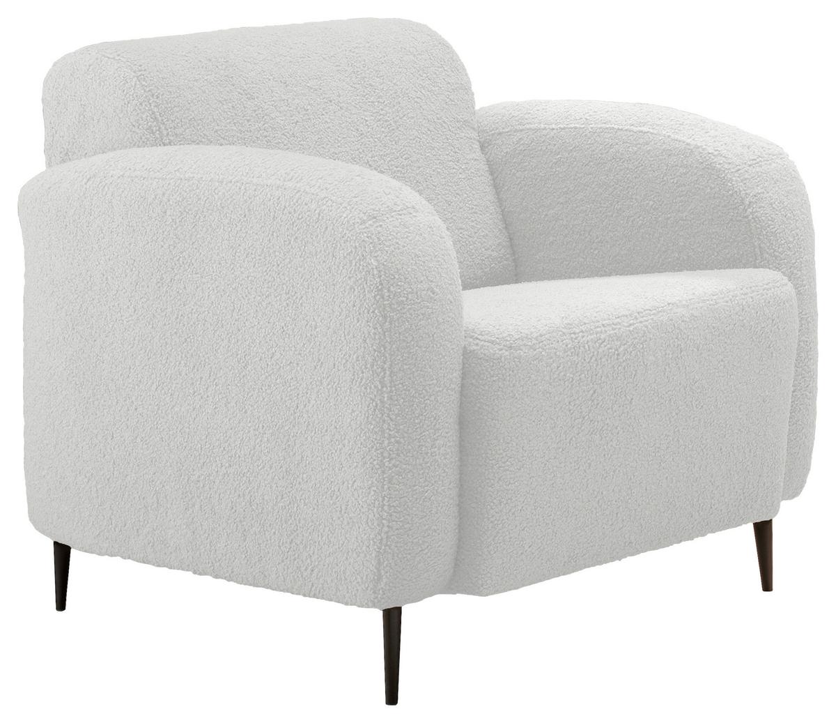 Sessel Marone Weiß Teddystoff - Schwarz/Weiß, MODERN, Textil/Metall (85/76/90cm) - Livetastic