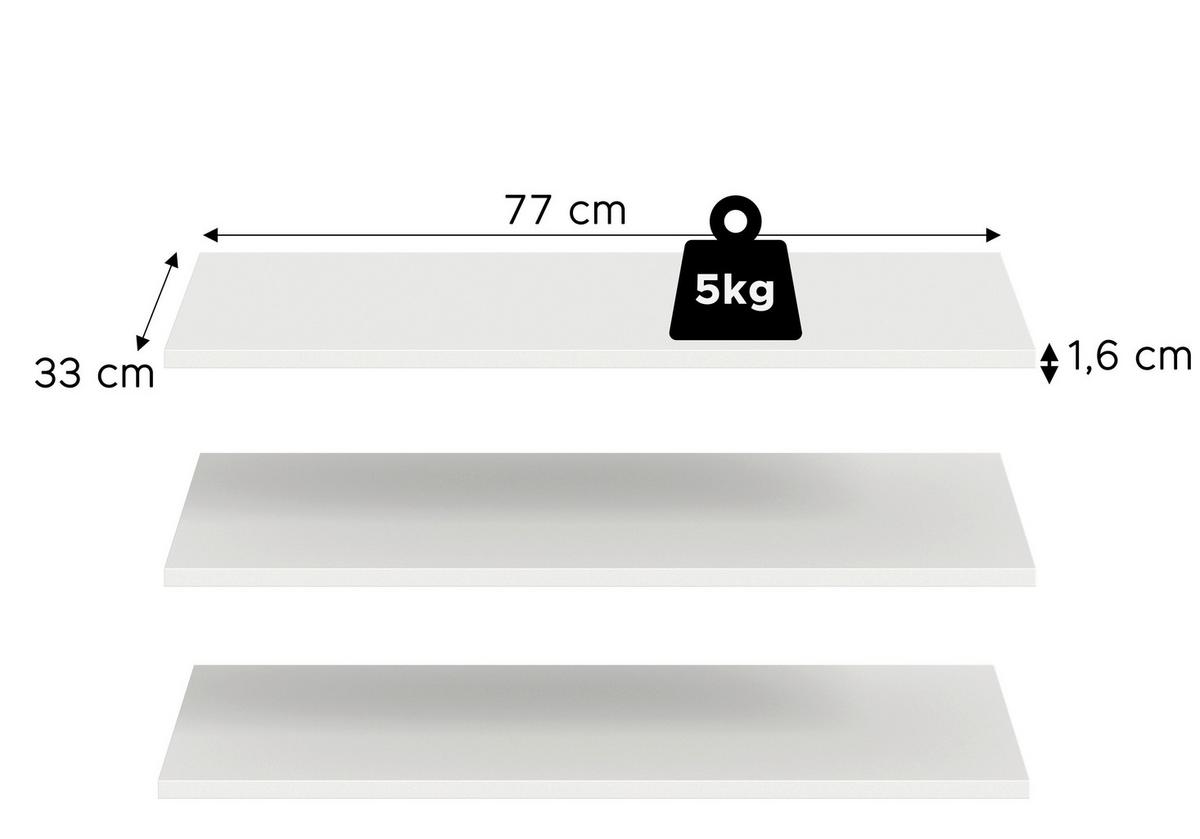 Einlegebodenset Kopenhagen 3-tlg. Weiß - Weiß, MODERN, Holzwerkstoff (77/2/33cm) - Livetastic