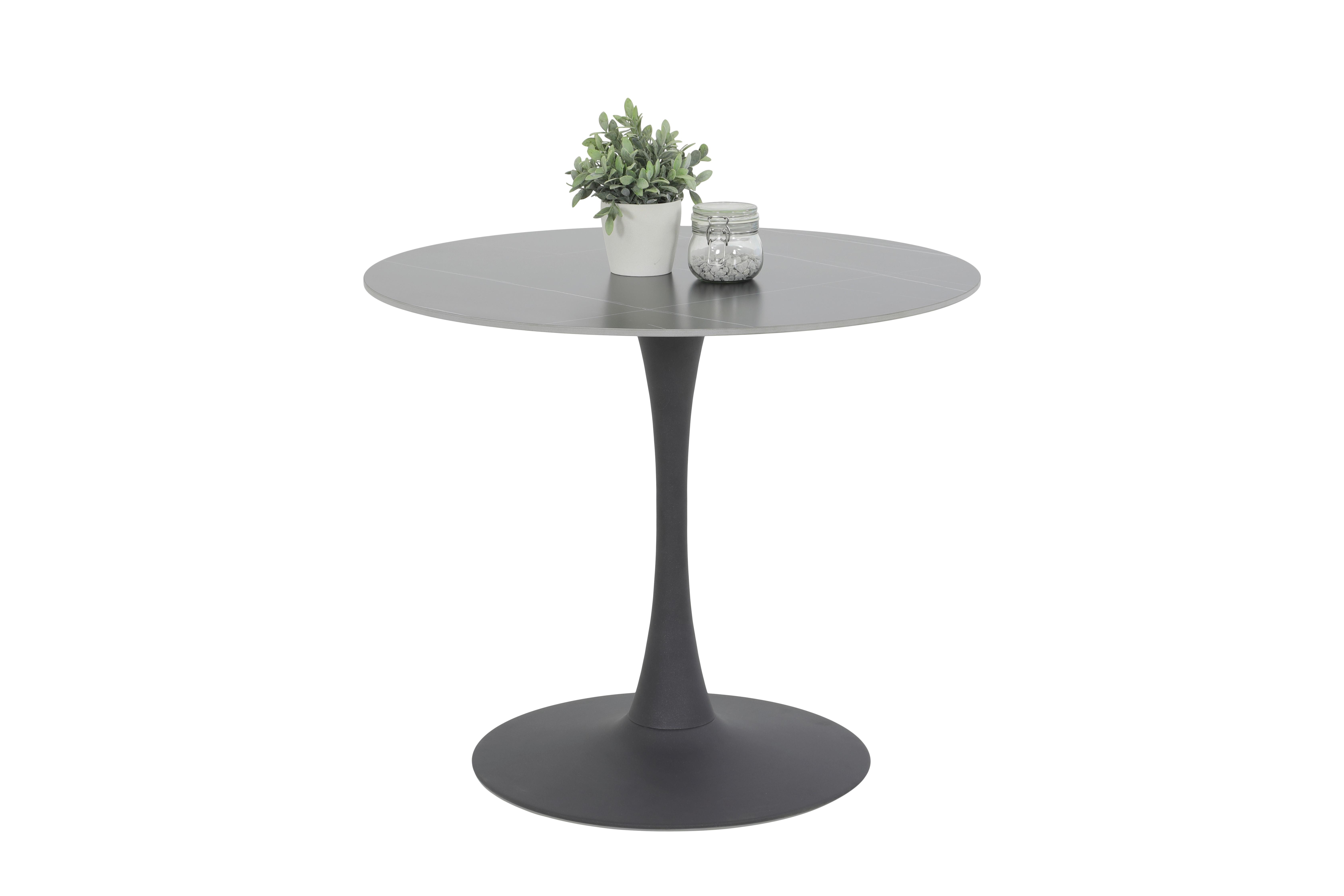 ESSTISCH PAOLA II T - Anthrazit/Schwarz, MODERN, Stein/Metall (90/75/90cm) - MID.YOU