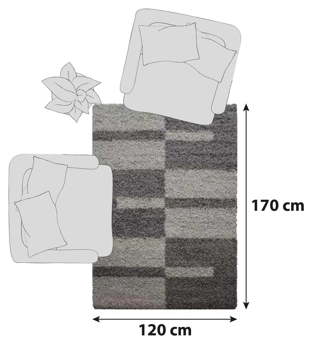 Hochflorteppich Gala Taupe ca. 120x170cm - Taupe, Design, Textil (120/170cm)