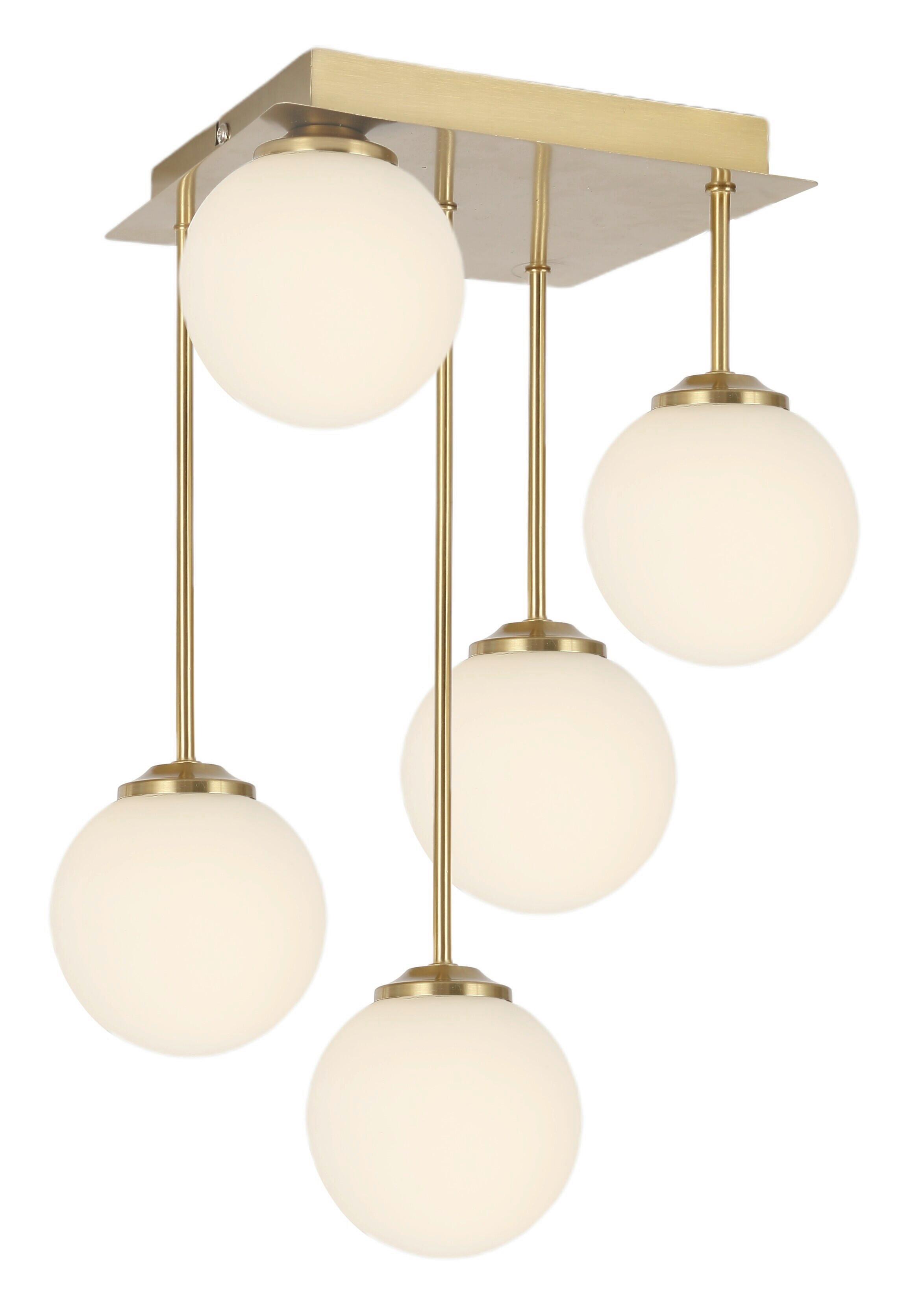 LAMPA WISZĄCA MONA - biały/kolor złoty, Trend, metal/szkło (25,5/25,5/41cm) - Novel