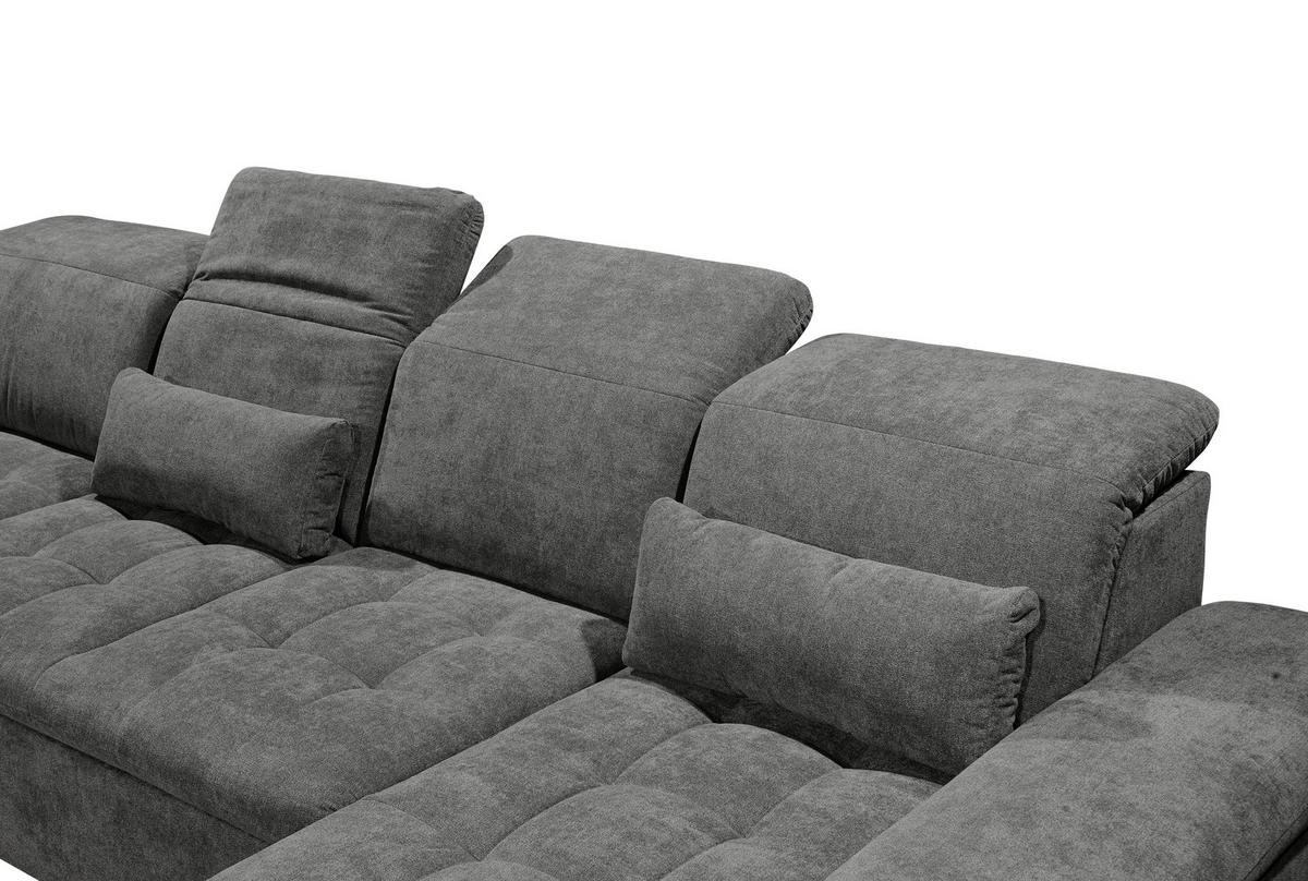 Wohnlandschaft Wayne U inkl. Kissen Dunkelgrau - Dunkelgrau/Silberfarben, KONVENTIONELL, Kunststoff/Textil (240/340/188cm) - MID.YOU