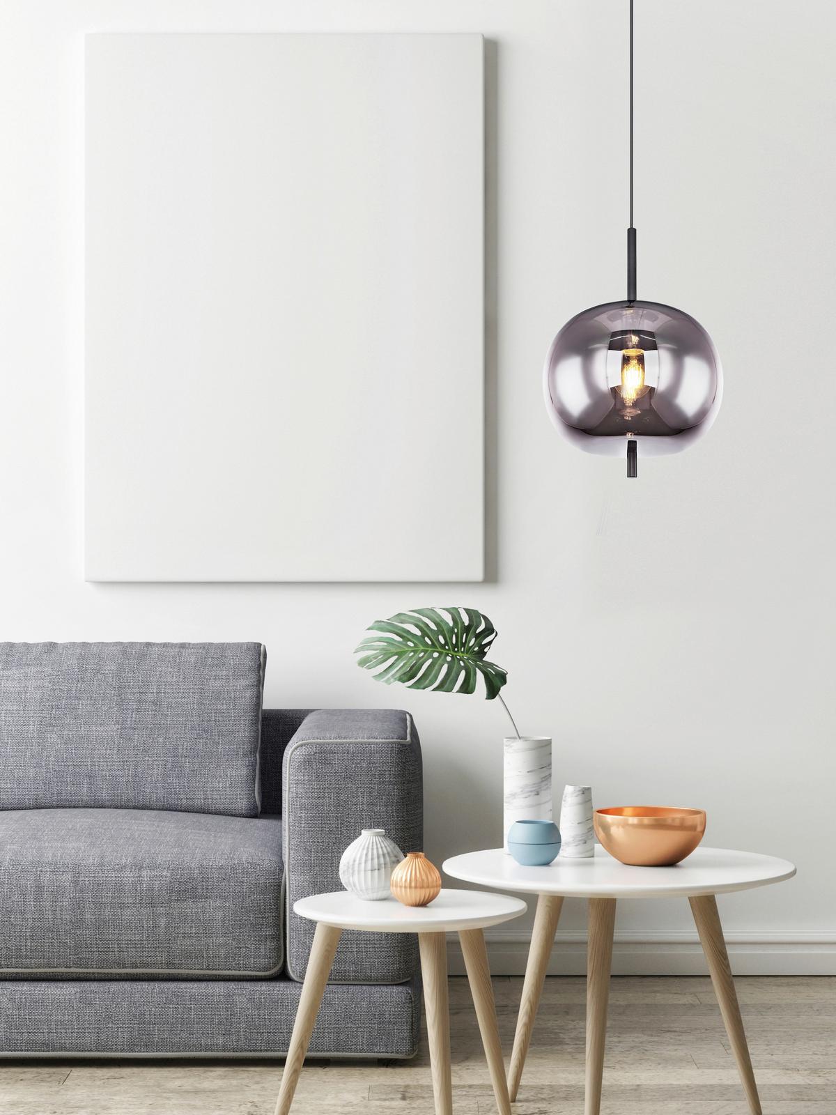 Svjetiljka Viseća 15345h1 Blacky - crna, Basics, staklo/metal (30/120cm) - Globo