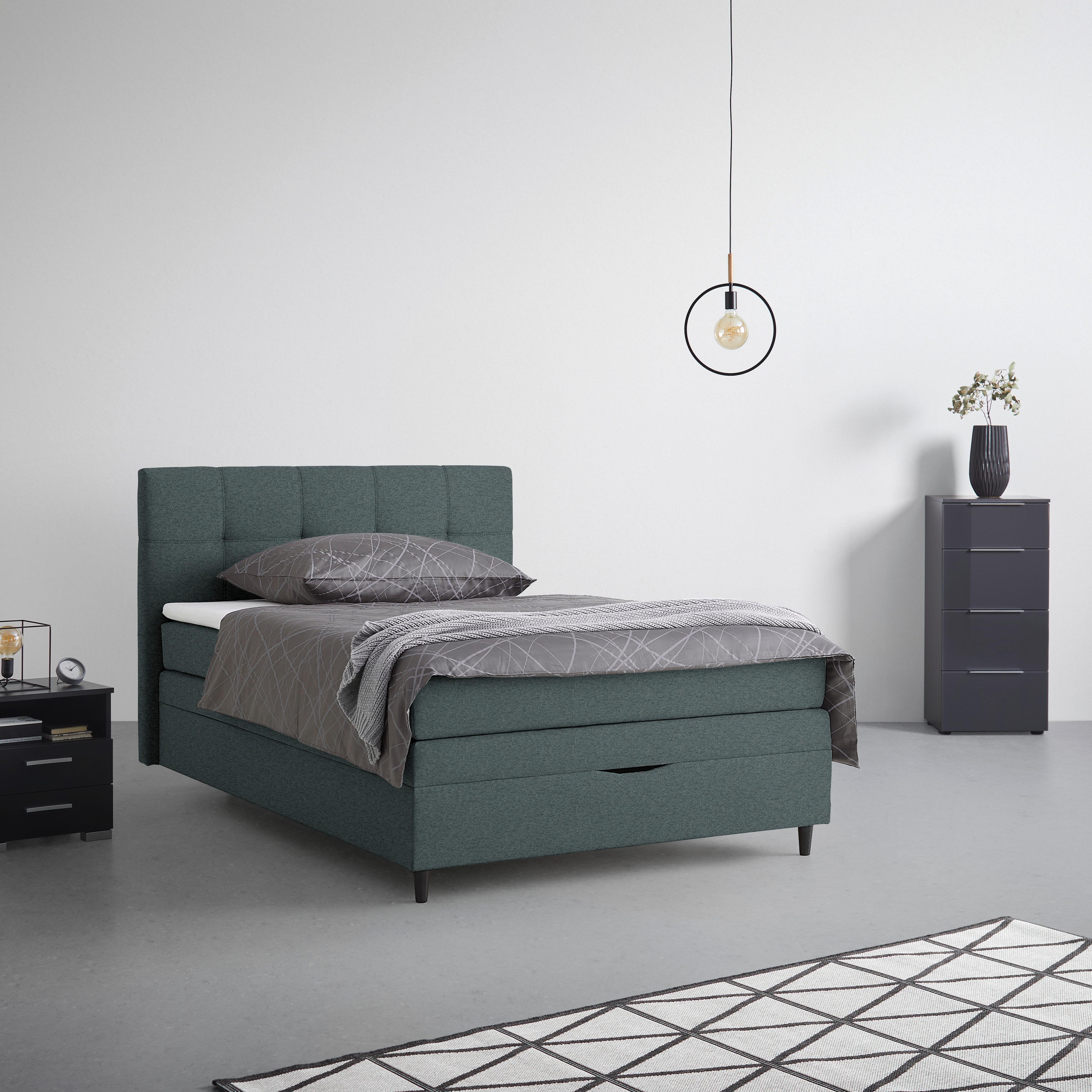 Boxspringbett Miami in Anthrazit ca. 120x200cm - Anthrazit, KONVENTIONELL, Holz/Holzwerkstoff (120/200cm) - Mömax