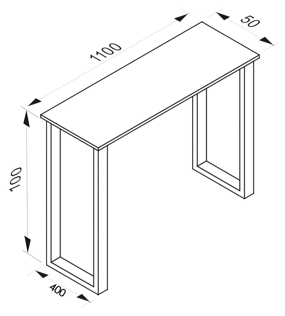 Barska Miza Xona, Bela, Črna, 110x50cm - črna/bela, Konvencionalno, kovina/leseni material (110/50/102cm)