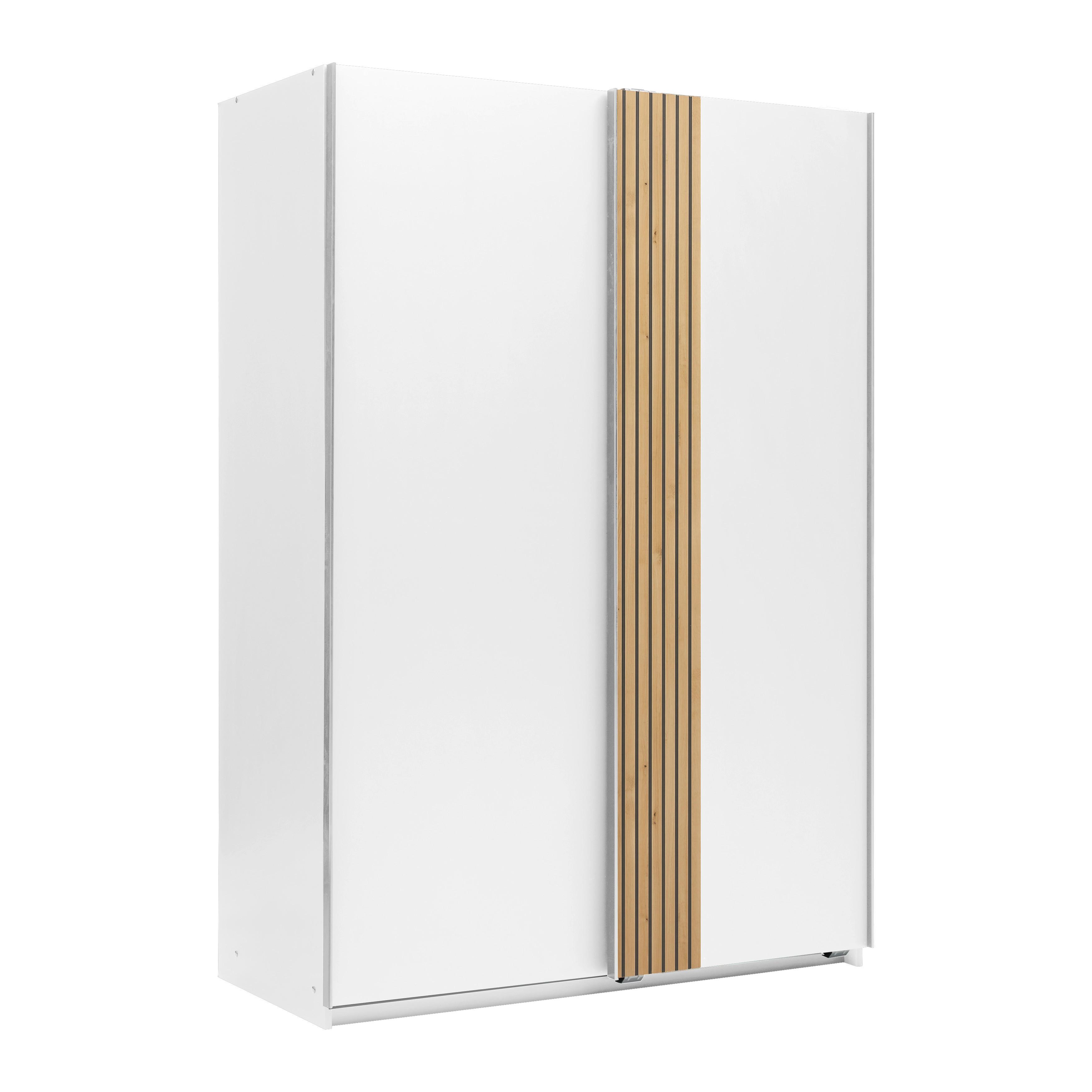 Schwebetürenschrank Sila in Weiss/Eiche Artisan - Weiss/Eiche Artisan, Konventionell, Holzwerkstoff/Metall (135/198/65cm) - Mömax