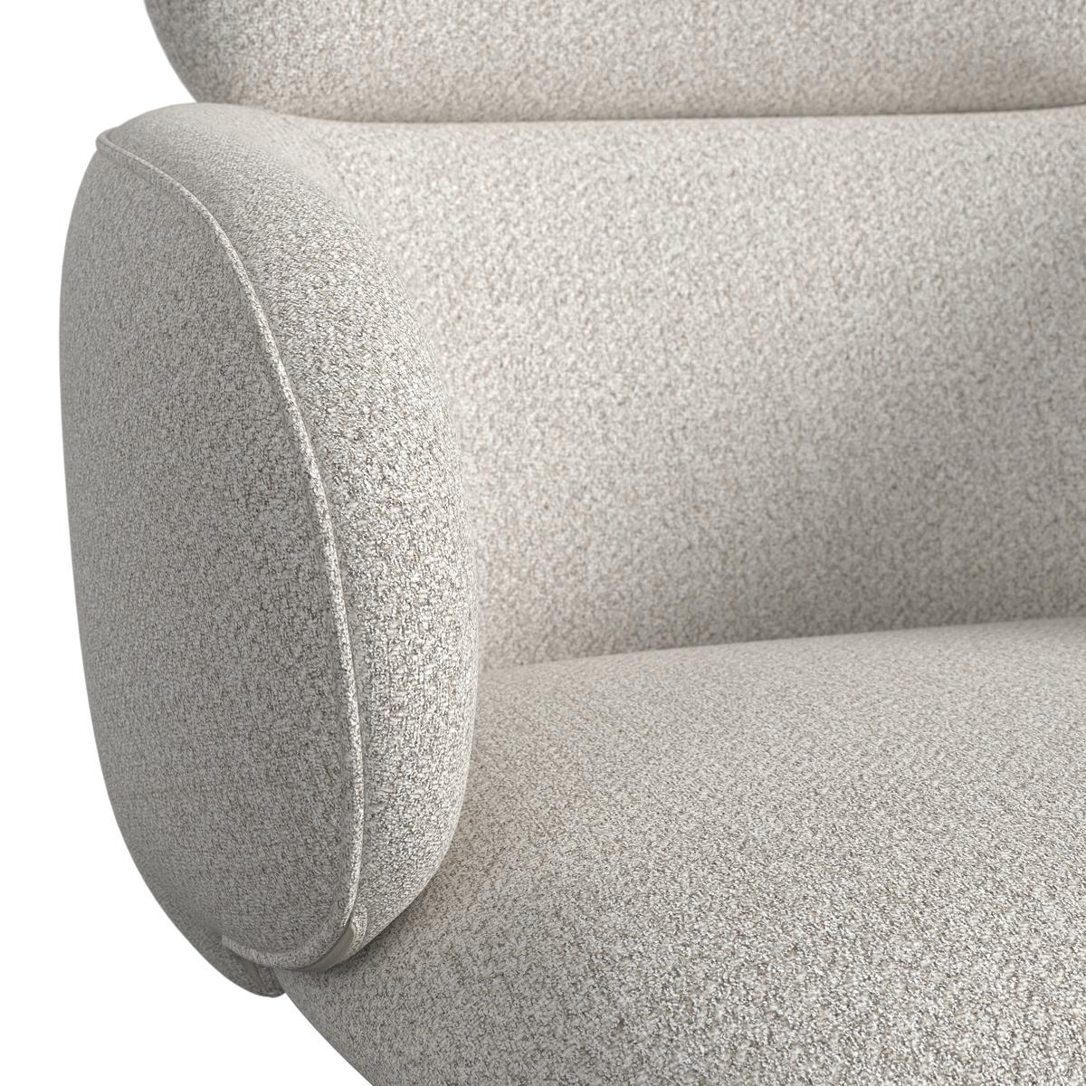 Armlehnstuhl Liora Creme Webstoff Drehbar Gepolstert - Creme/Schwarz, MODERN, Textil/Metall (58/84/61cm) - Bessagi Home