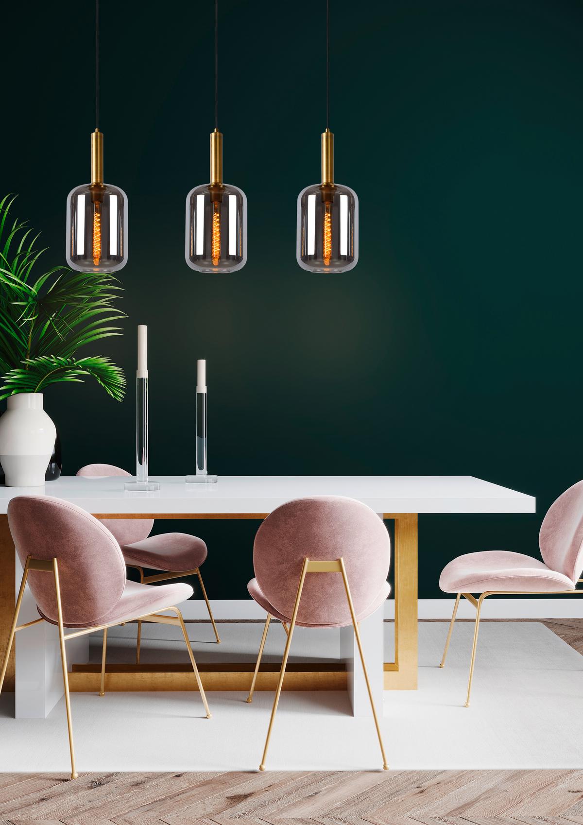 LAMPA WISZĄCA 45494/03/65 JOANET - jasnoszary, Design, szkło (110/22/150cm) - Lucide