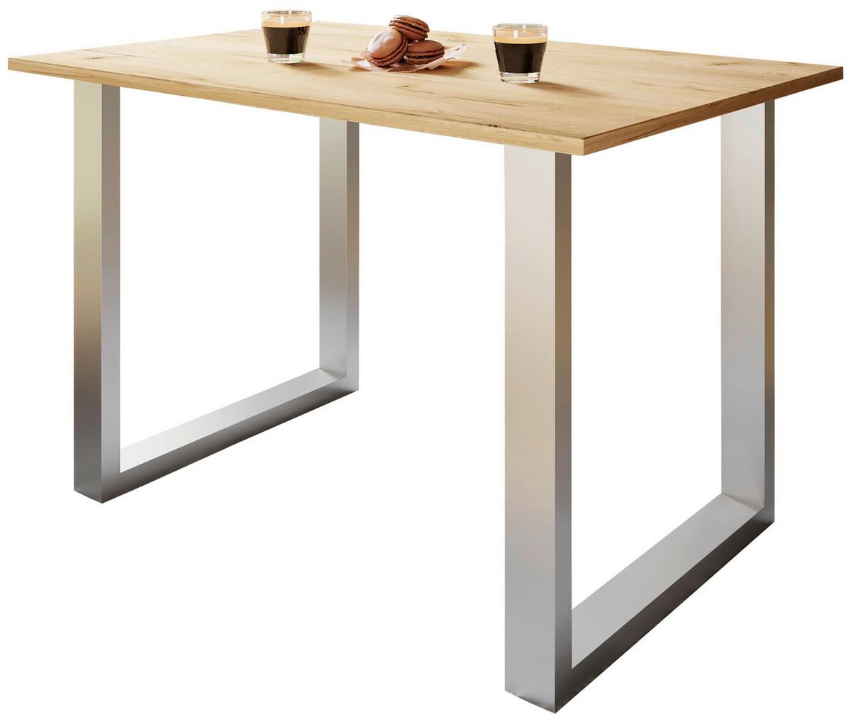 Pisalna Miza Lona, Barva Hrasta, Srebrna, 110x80cm - srebrne barve/medeni hrast, Design, kovina/leseni material (110/80/76cm) - MID.YOU