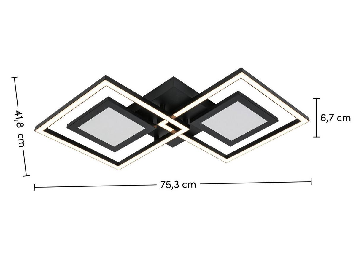 Stropna Led-svetilka Preceval - črna, kovina/umetna masa (41,8/75,3/6,7cm) - Premium Living