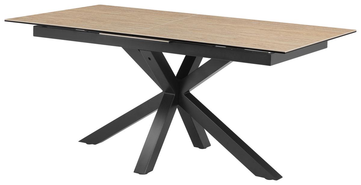 Raztegljiva Miza Lotus, Bež, 168-210x90 - črna/bež, Moderno, kovina/steklo (168-210/90/76cm) - MID.YOU