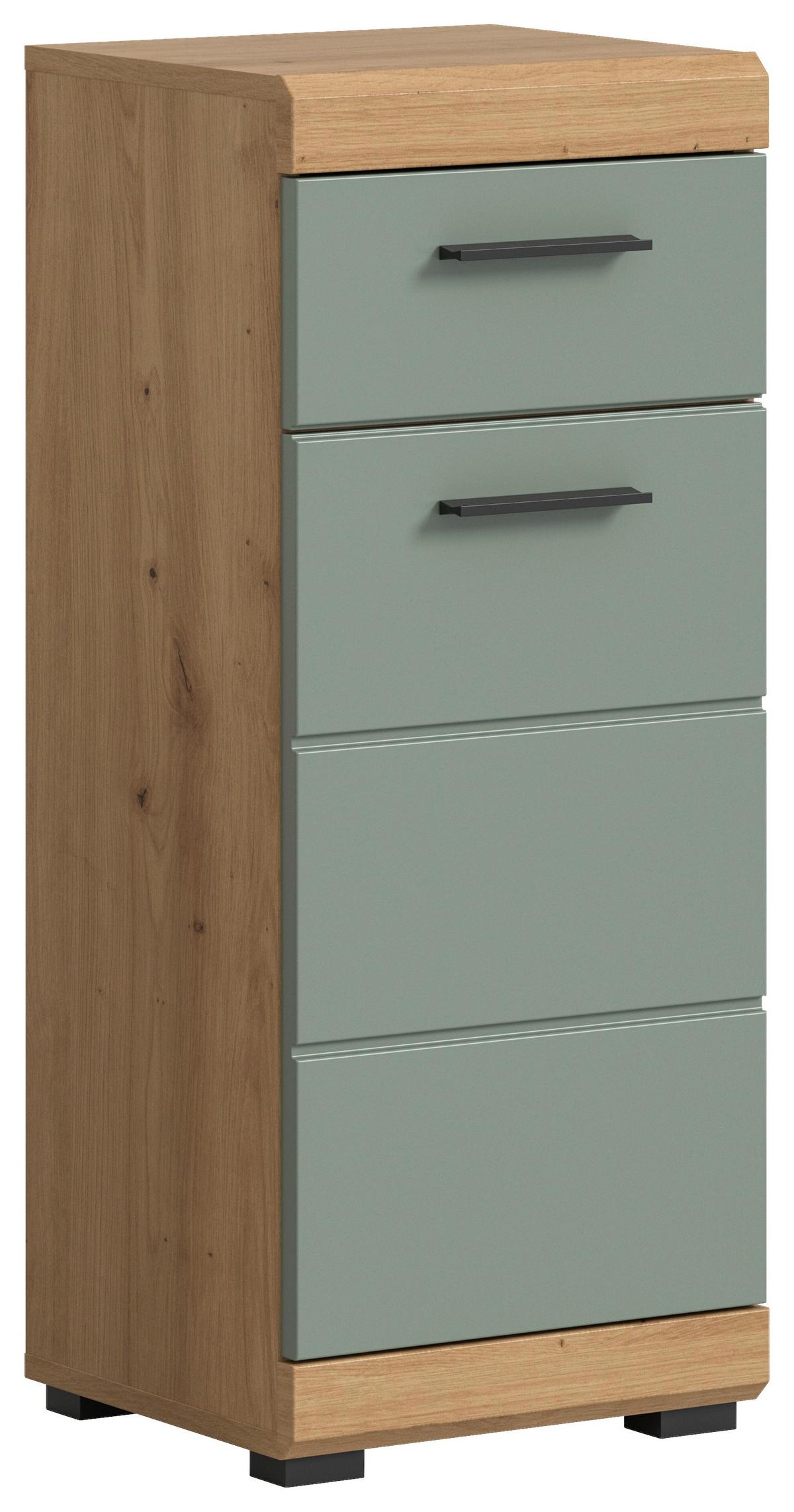 Midischrank Scout ca. 37x88x31 cm Salbeigrün - Salbeigrün/Schwarz, MODERN, Holzwerkstoff/Kunststoff (37/88/31cm) - MID.YOU