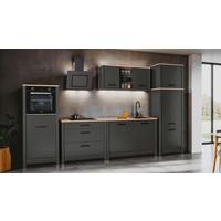 Küchenleerblock Bundle 7 o. Geräte Anthrazit - Anthrazit/Schwarz, MODERN, Glas/Holzwerkstoff (370cm) - home24