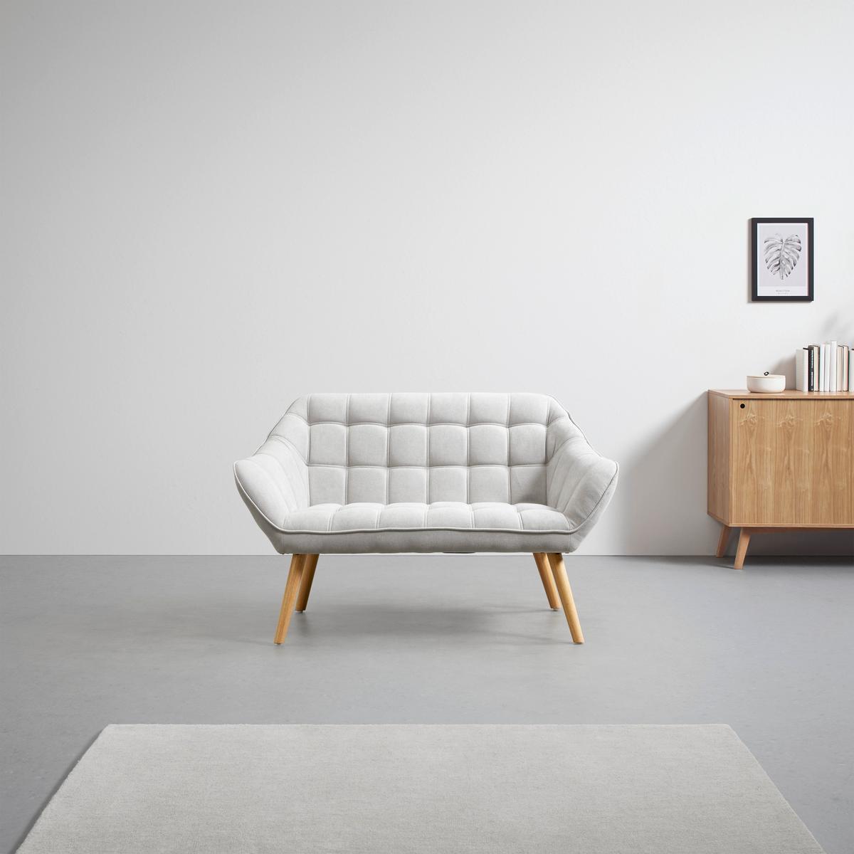 Canapea cu 2 locuri MONIQUE - gri deschis, Modern, lemn/textil (127/76/74,5cm) - Bessagi Home