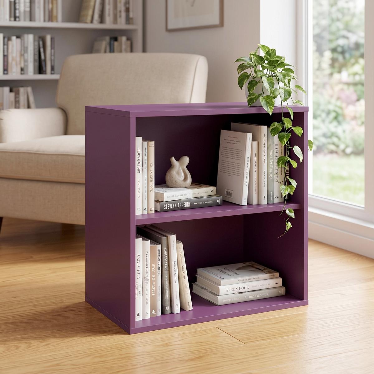 Regal Box, Vijolična - vijolična, Moderno, leseni material (46/46/25cm) - Modern Living