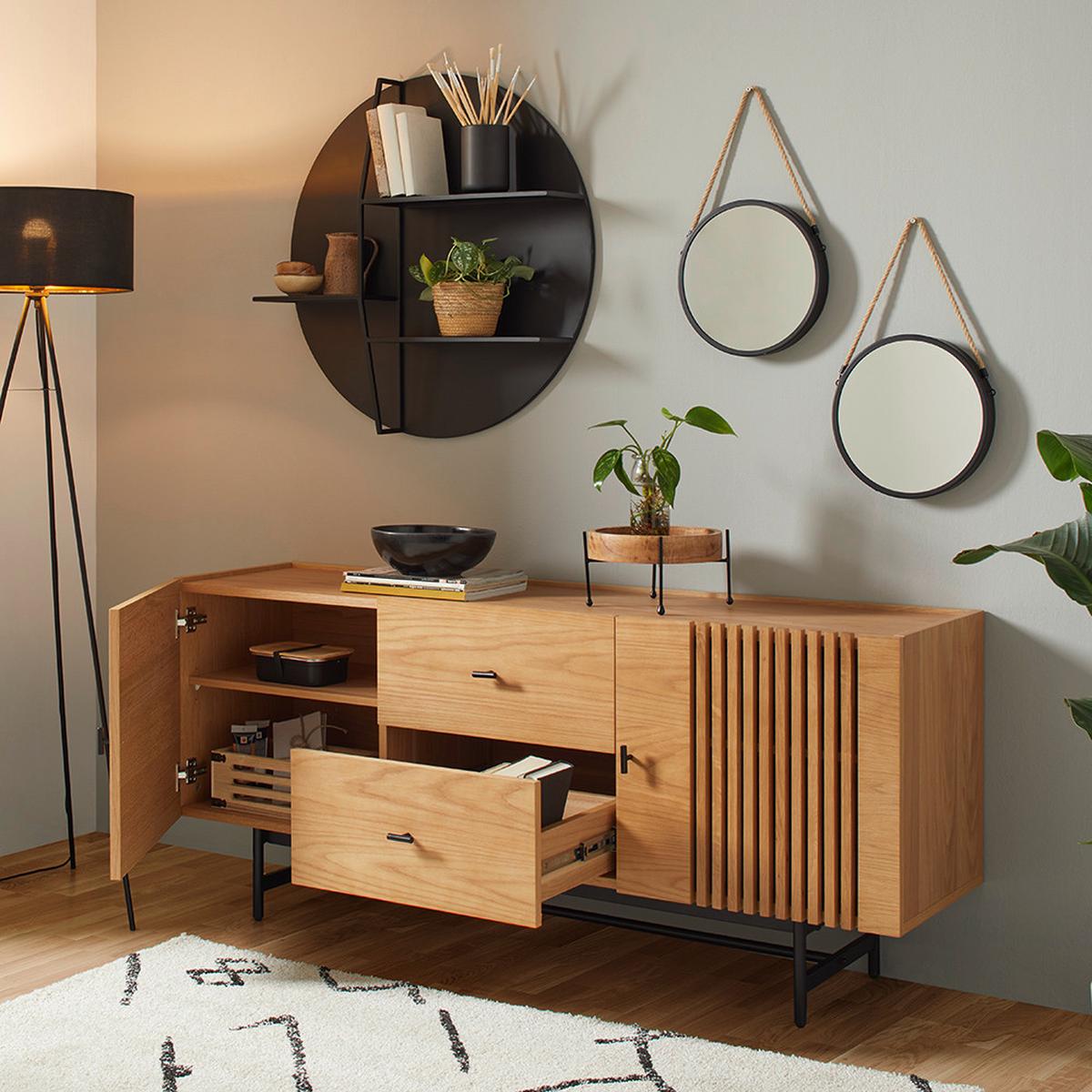 Sideboard in Natur/Schwarz - Schwarz/Naturfarben, Modern, Holz/Holzwerkstoff (160/70/42cm) - Mömax