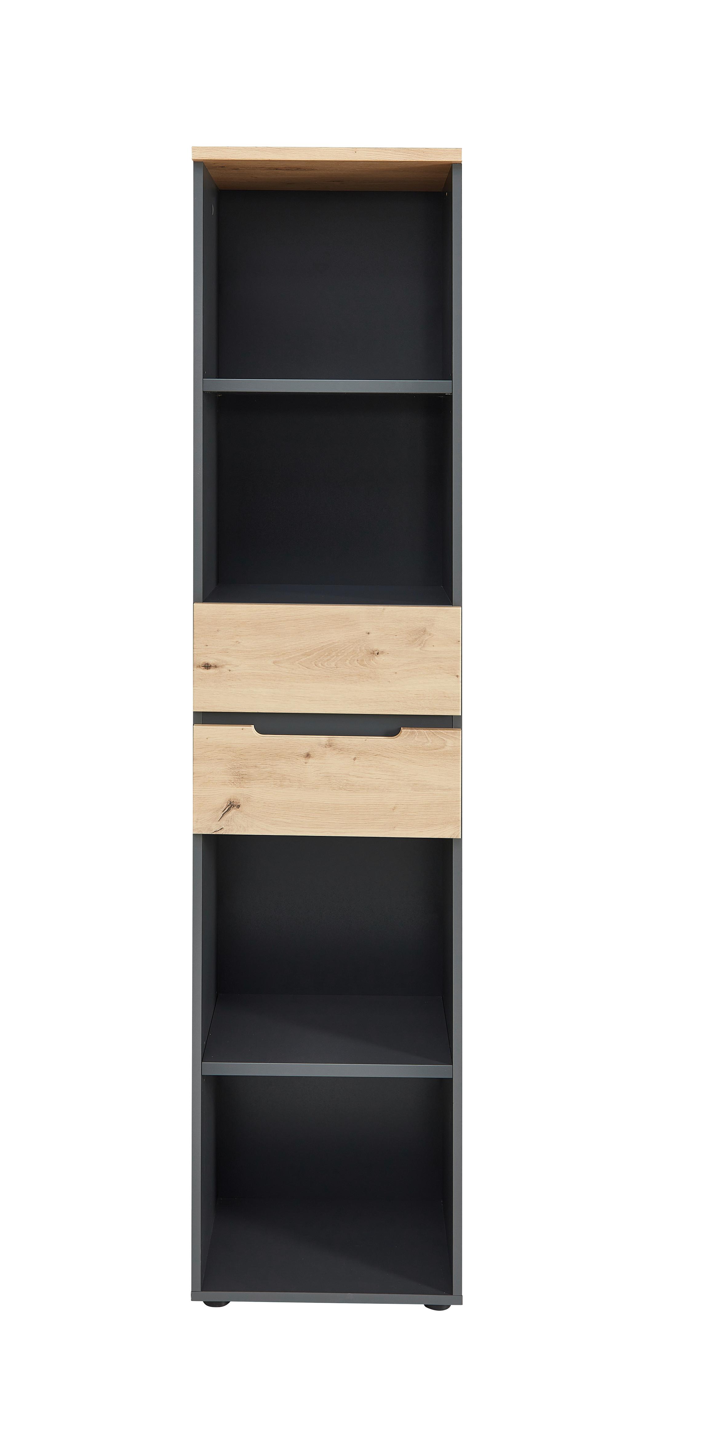 Regalkombination Memphis in Eiche Artisan/Graphitfarben - Graphitfarben/Eiche Artisan, Modern, Holzwerkstoff (45/197/38cm) - Premium Living