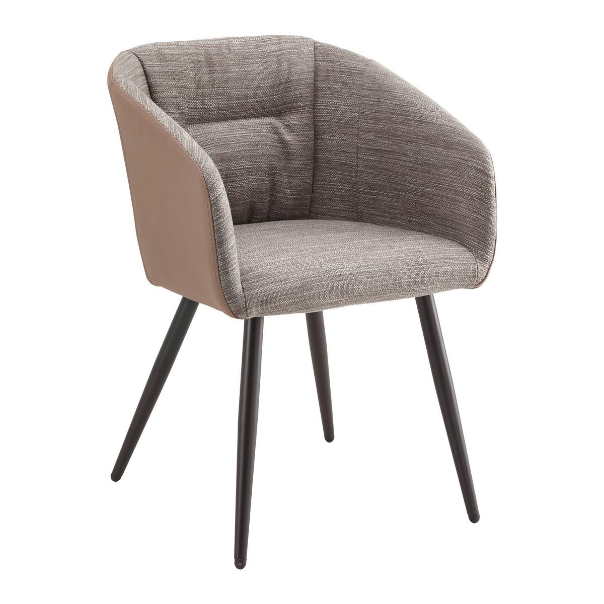 KRZESŁO Z PODŁOKIETNIKAMI BIANCO - czarny/brązowy, Modern, skóra/metal (55,5/75,5/58cm) - Bessagi Home