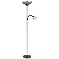 STEHLEUCHTE 58903 - Hellgrau/Schwarz, Konventionell, Glas/Textil (30/178cm) - Globo