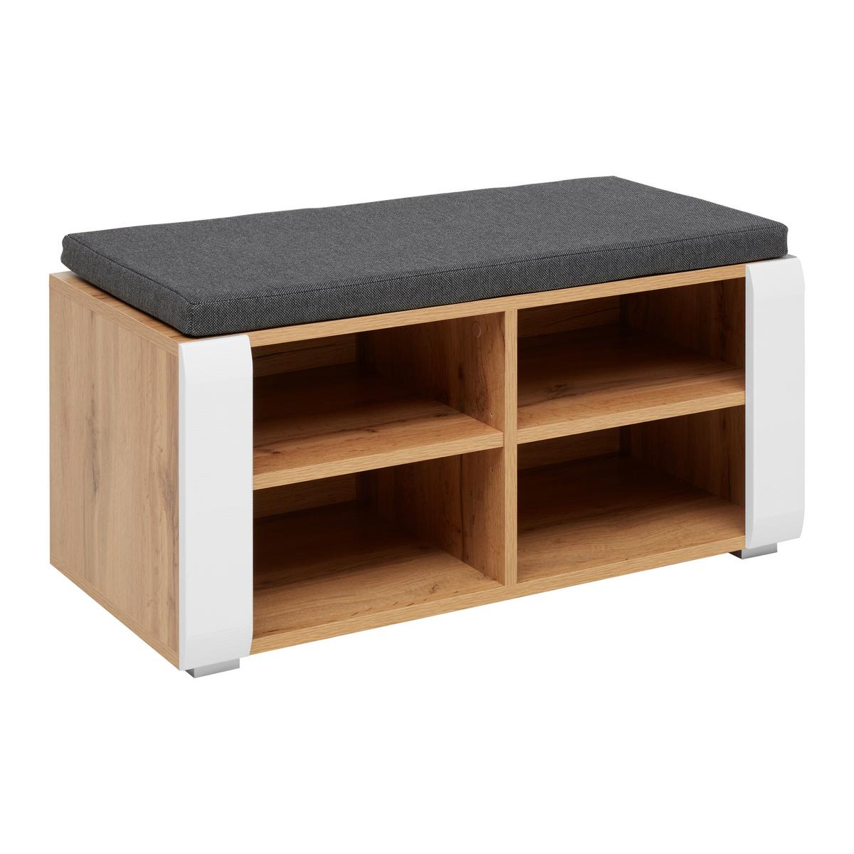 Garderobenbank in Grau/Weiß/Eichefarben - Konventionell, Holzwerkstoff (84/42/40cm) - Mömax