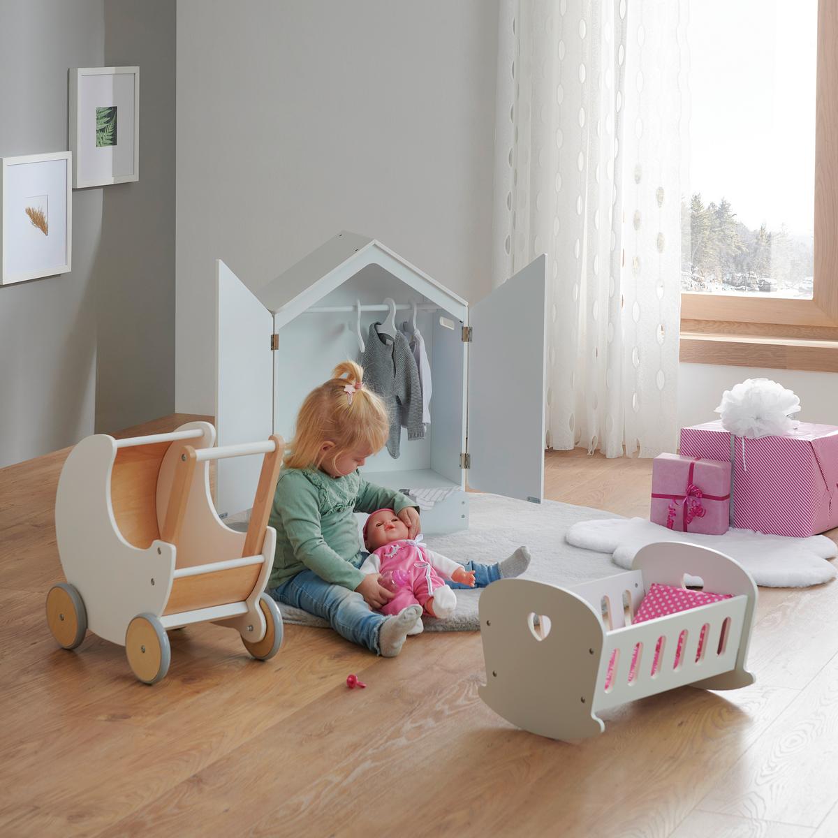 SZAFA NA UBRANIA DLA LALEK STAR - biały, Basics, materiał drewnopochodny/drewno (46/70,5/24cm) - My Baby Lou