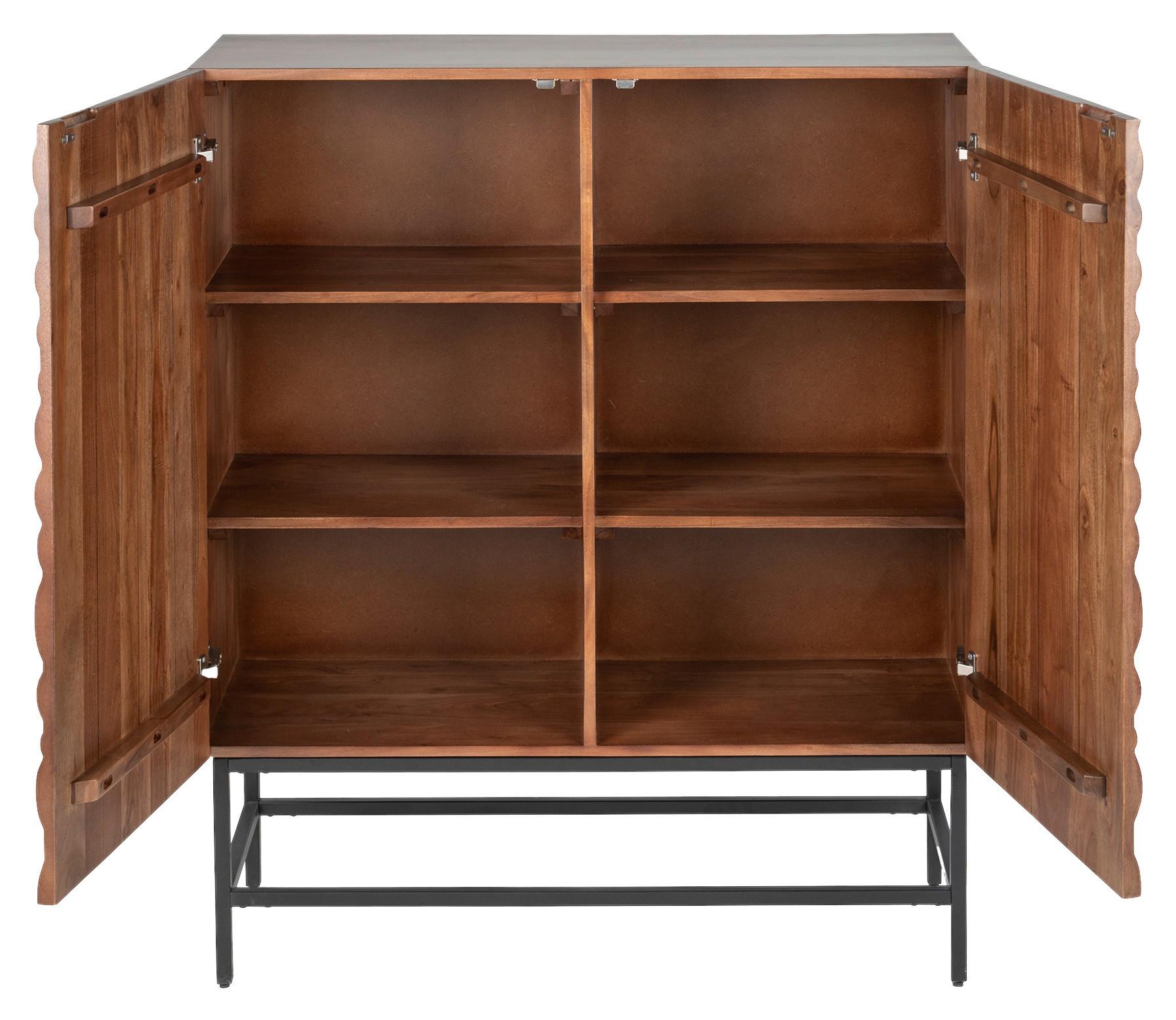 Highboard Wave Walnussfarben - Walnussfarben/Schwarz, Trend, Holz/Metall (100/120/40cm) - Mömax