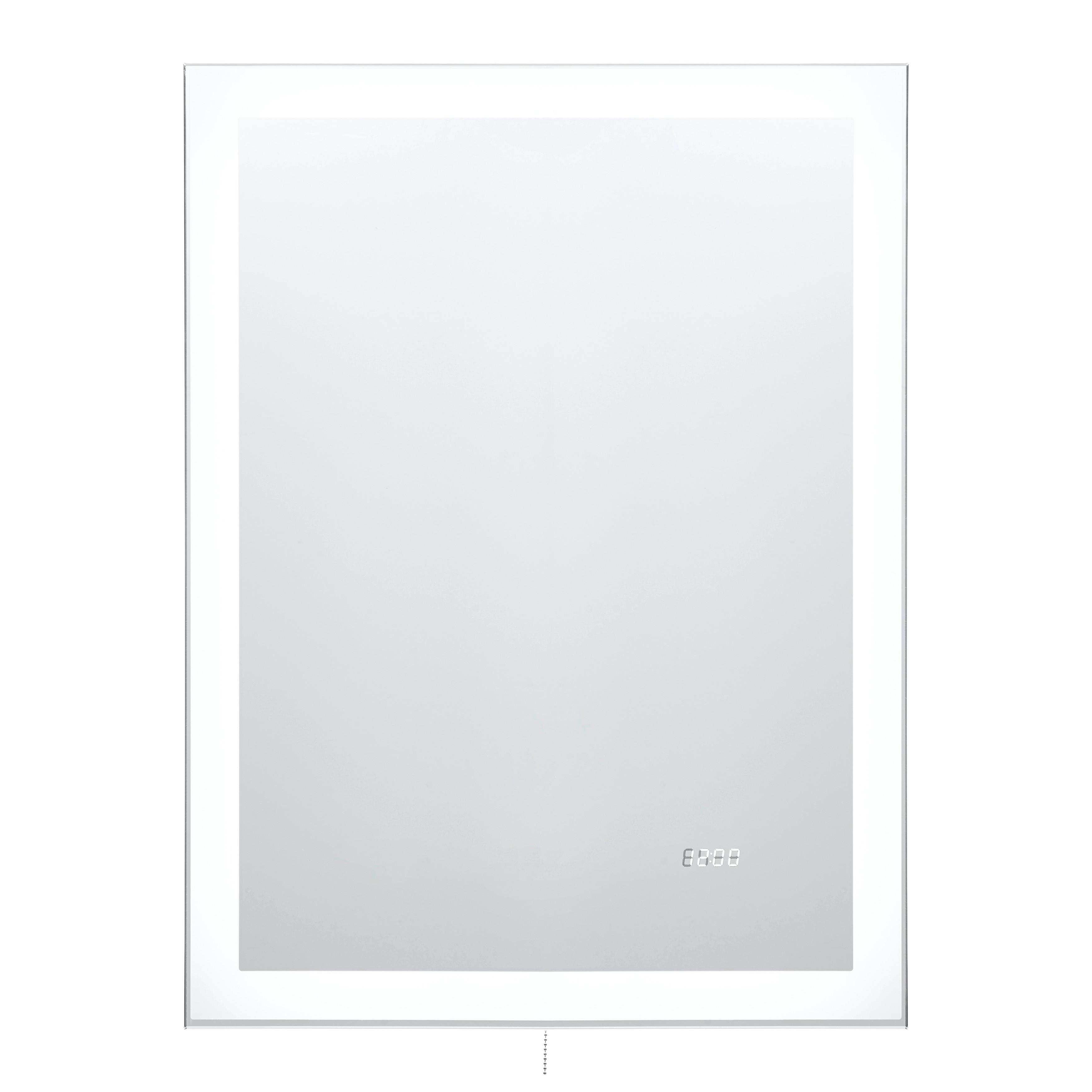 Wandspiegel in Grau inkl. LED 'Mirror Clock' - Silberfarben/Grau, Basics, Glas/Holzwerkstoff (60/80/3cm)