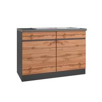 Spülenschrank Turin mit Spüle ca. 120x86 cm Graphit/Eiche - Eiche Wotan/Graphitfarben, Design, Holzwerkstoff (120/86/60cm) - Held