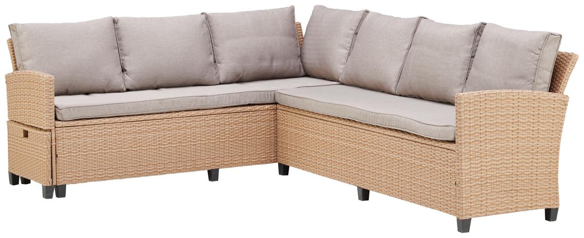 Lounge Garnitura Porto-multi, Svetlo Rjava, 6-Delni Set - svetlo rjava/siva, Moderno, umetna masa/tekstil (190/237cm) - Beldano