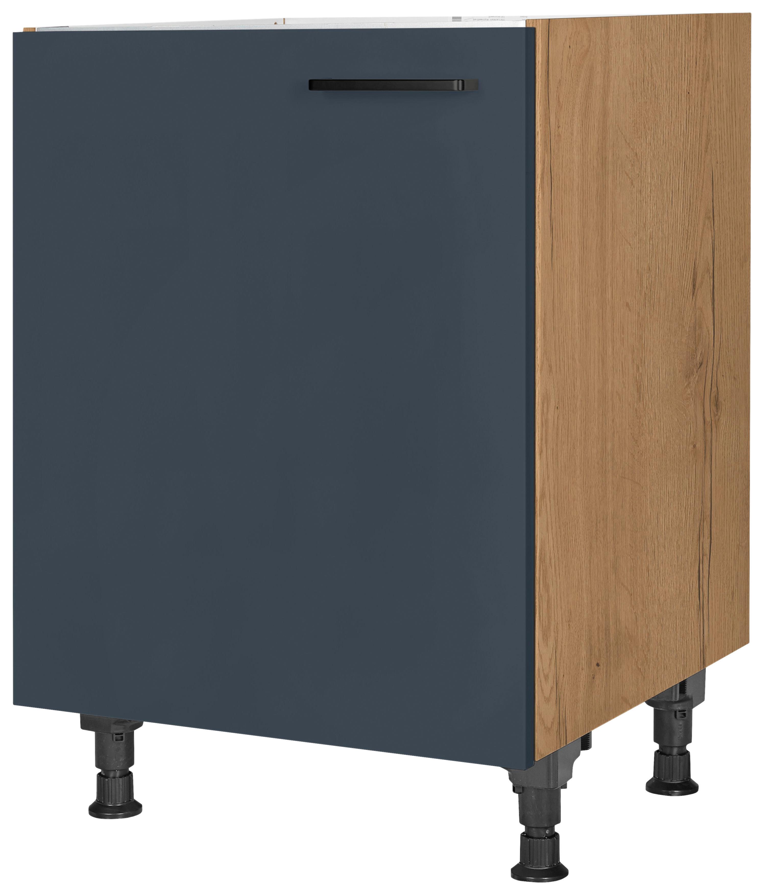 Spülenunterschrank Easytouch Blau - Blau/Eichefarben, MODERN, Holzwerkstoff/Metall (60/87/56cm) - Nobilia