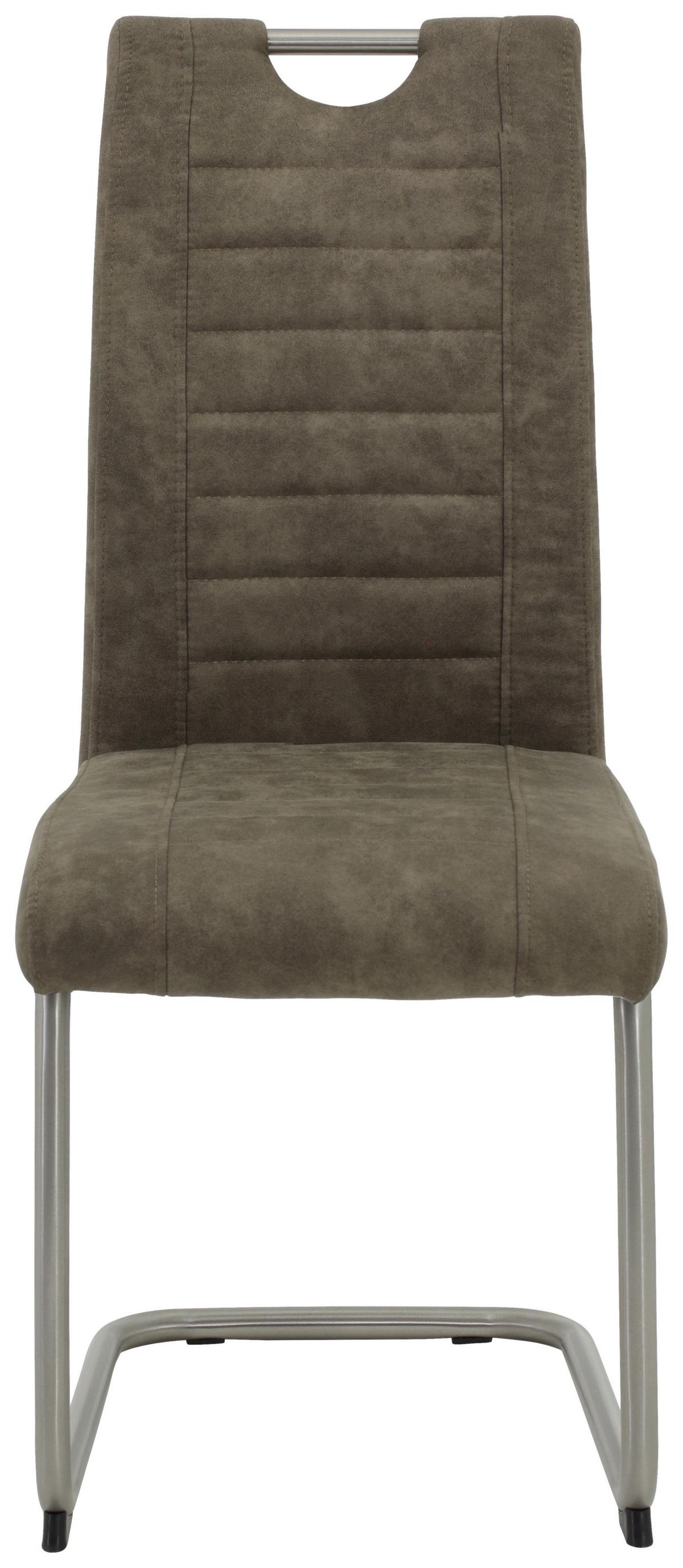 Schwingstuhl-Set Ulla 2er-Set Schlamm - Schlammfarben/Edelstahlfarben, MODERN, Textil/Metall (43/98/59cm) - MID.YOU