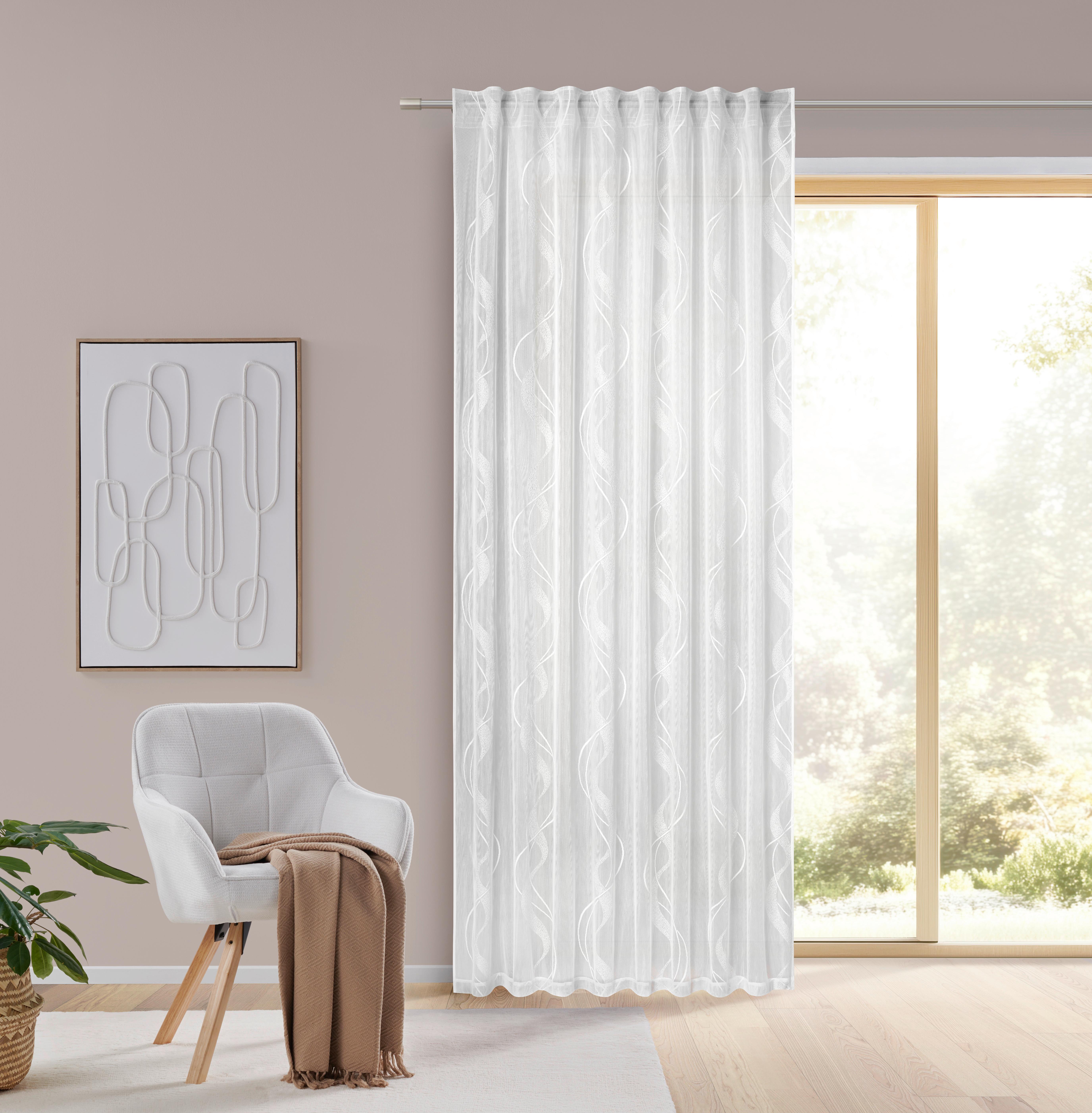 Fertigvorhang Wave Weiß ca. 140x245cm - Weiß, ROMANTIK / LANDHAUS, Textil (140/245cm) - Mömax
