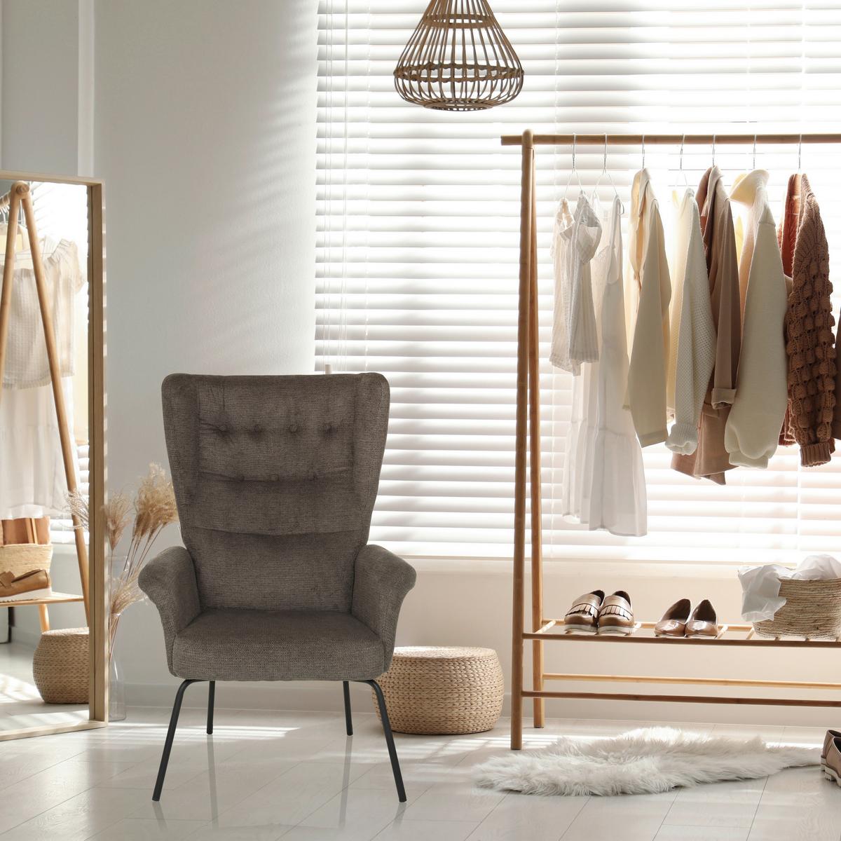 Fotelj Havenio, Temno Siva - temno siva/črna, Moderno, kovina/tekstil (71/110/71cm) - MID.YOU