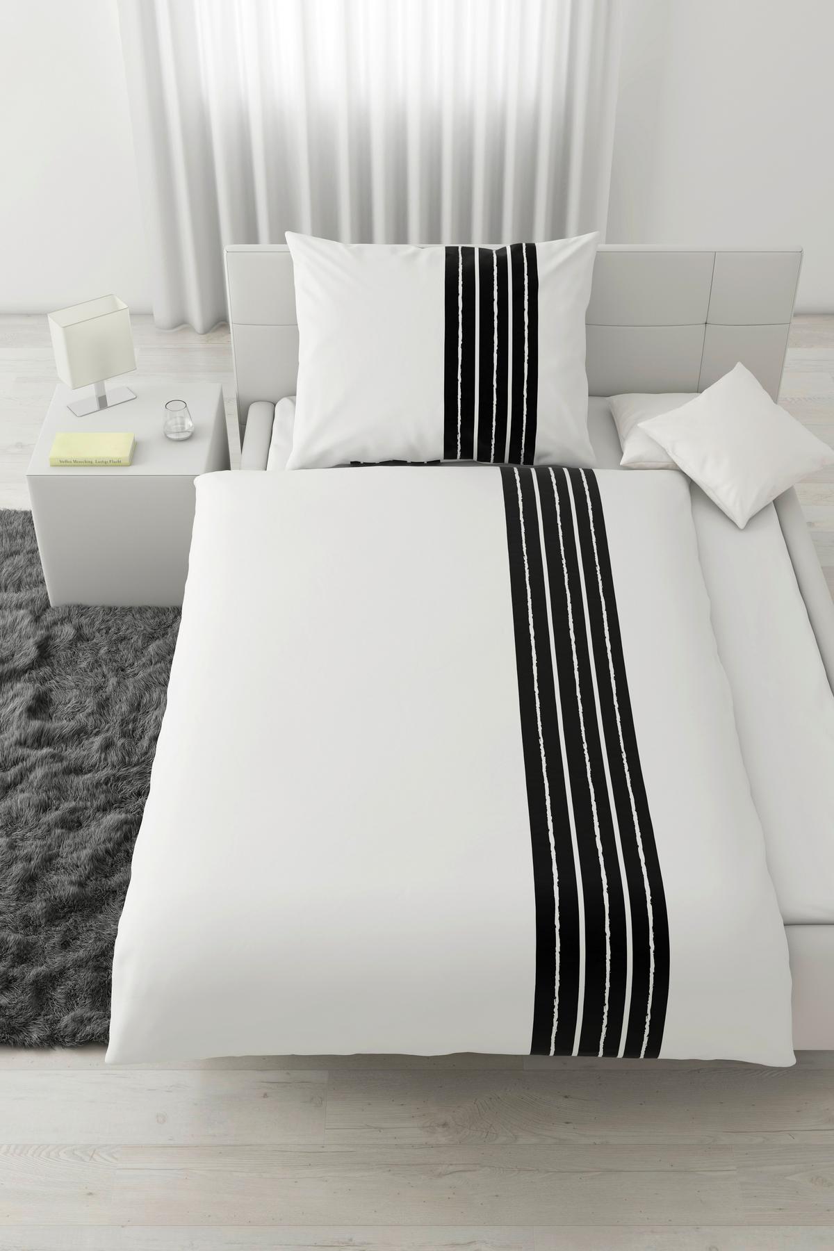 Bettwäsche Stripes in Weiss/Schwarz ca. 160x210cm - Weiss, Modern, Textil (160/210cm) - Modern Living