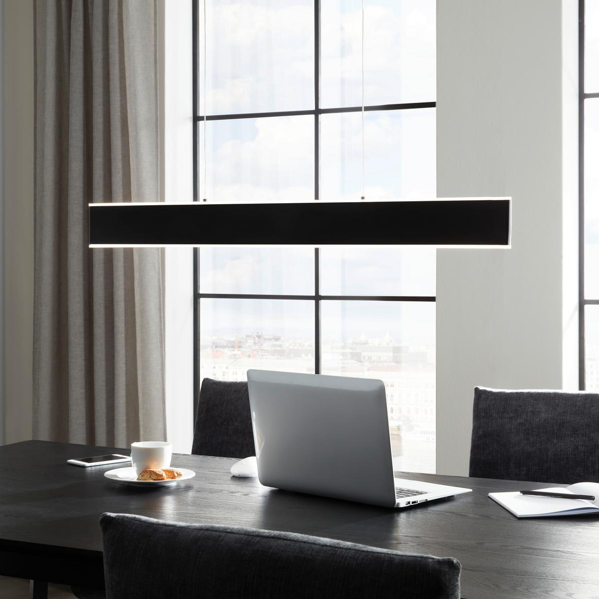 Led Függőlámpa Saki - fekete, Modern, műanyag/fém (90cm) - Premium Living