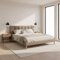 Polsterbett Mara Graubraun ca. 180x200 cm - Graubraun/Naturfarben, MODERN, Holz/Textil (180/200cm) - Bessagi Home