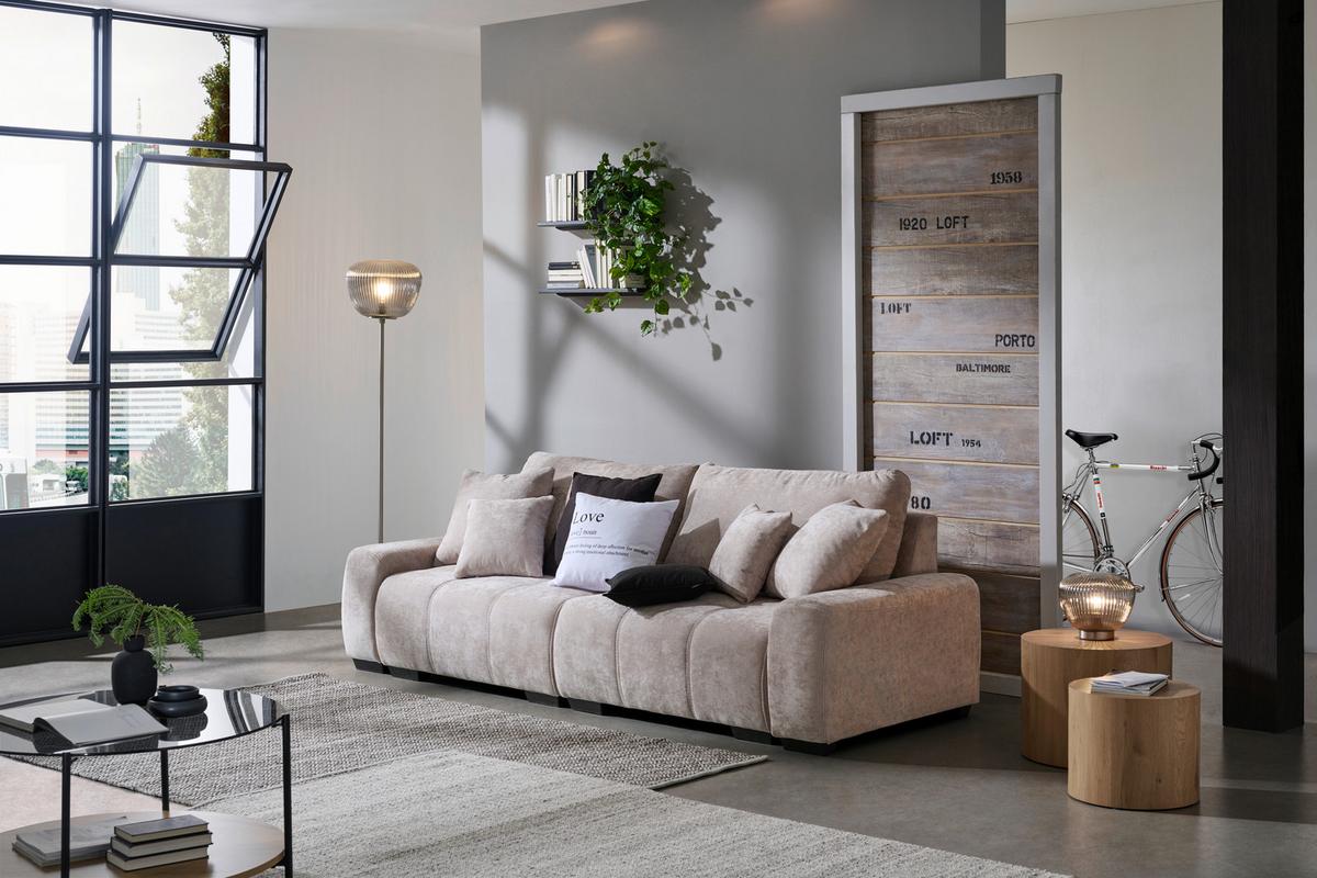 Mega Sofa Toledo - tamno smeđa/bež, Konvencionalno, tekstil/plastika (250/100/90cm) - Best Price