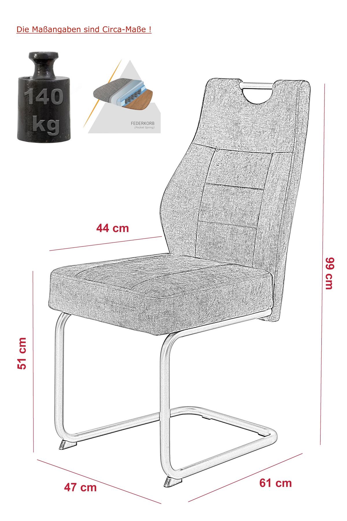 SCHWINGSTUHL-SET LINDA II S 2ER-SET - Anthrazit/Grau, MODERN, Textil/Metall (44/97/65cm) - P & B