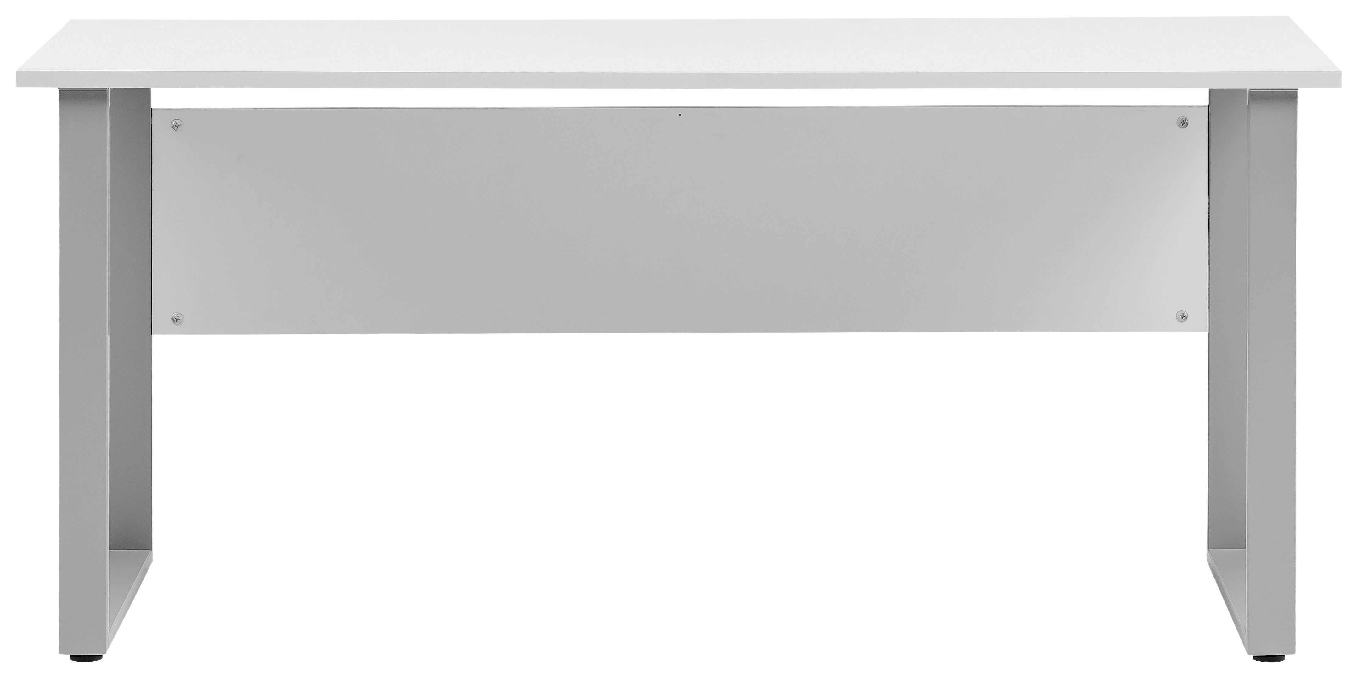 Schreibtisch "Office" ca 160x75 cm , weiß - Silberfarben/Weiß, KONVENTIONELL, Holzwerkstoff/Metall (160/75/73,5cm) - MID.YOU