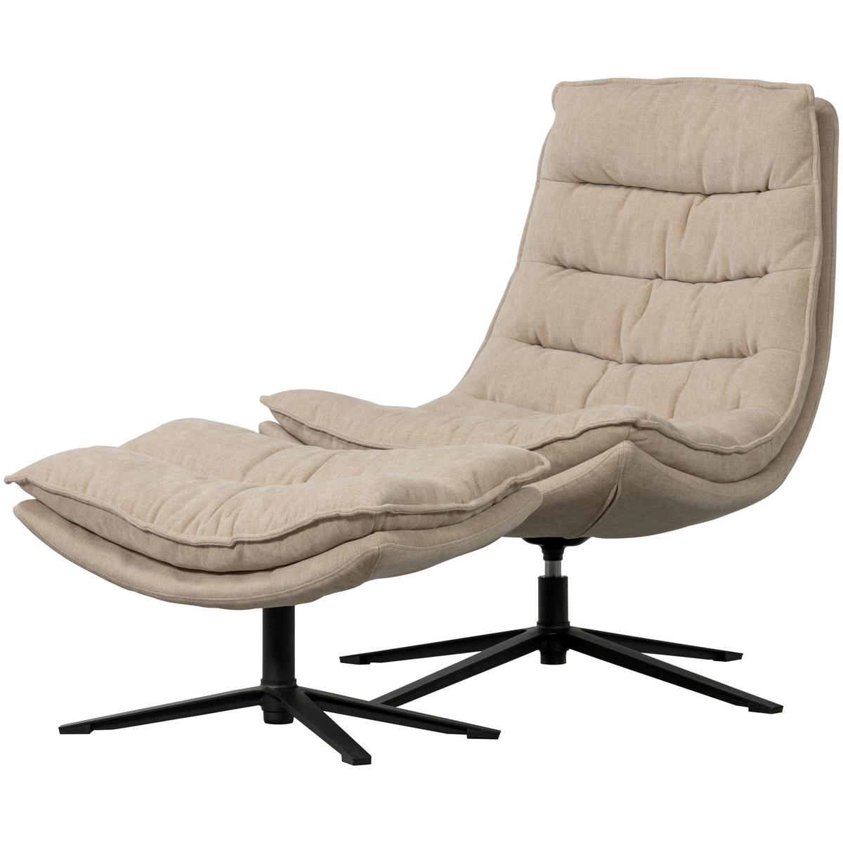 SESSELSET Kube Naturfarben B: 77cm - Schwarz/Naturfarben, Design, Textil/Metall (77/97/69cm) - Livetastic