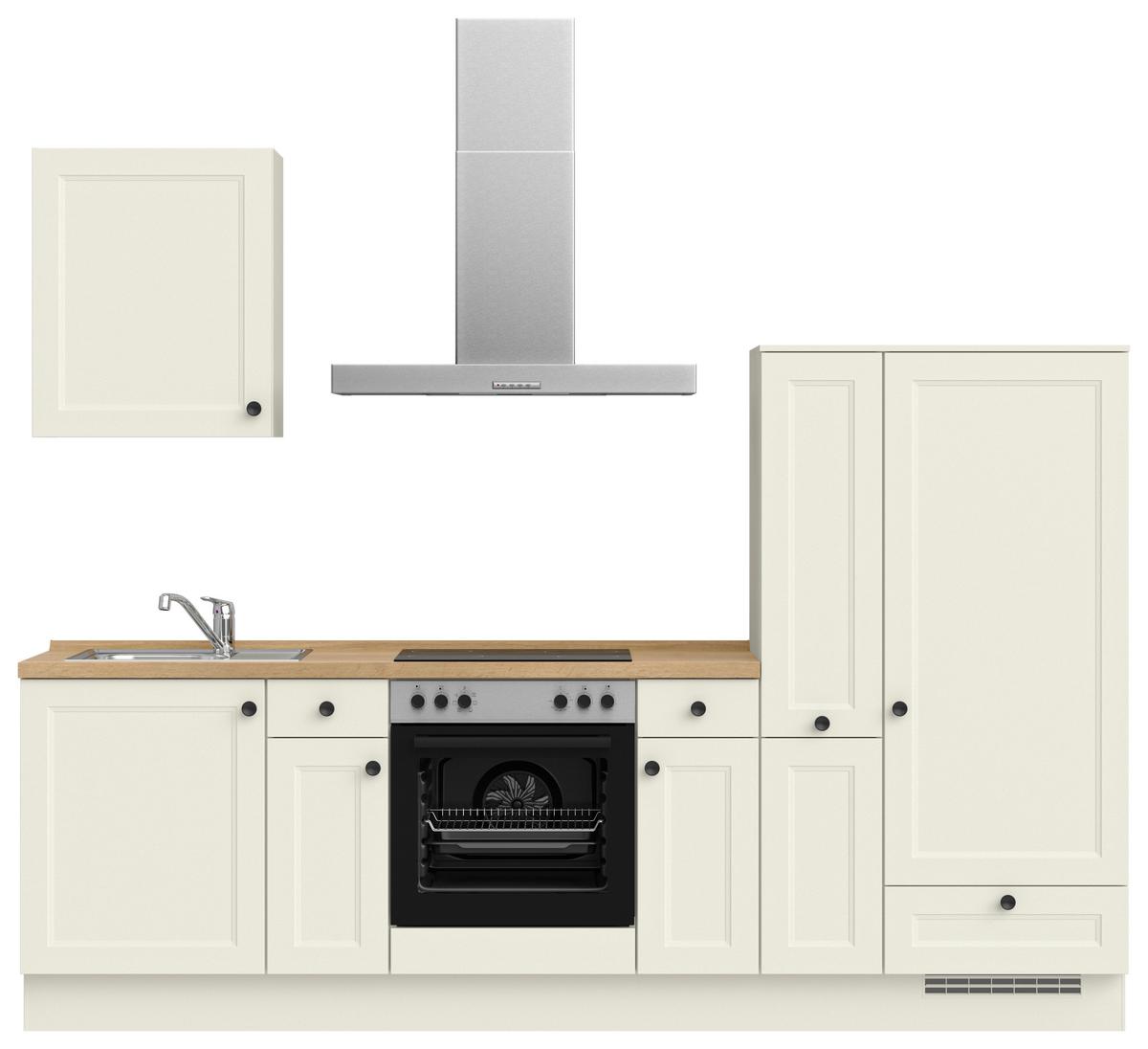 Küchenblock Cascada Low m. Geräten Weiß - Eichefarben/Schwarz, MODERN, Holzwerkstoff/Metall (270cm) - Nobilia
