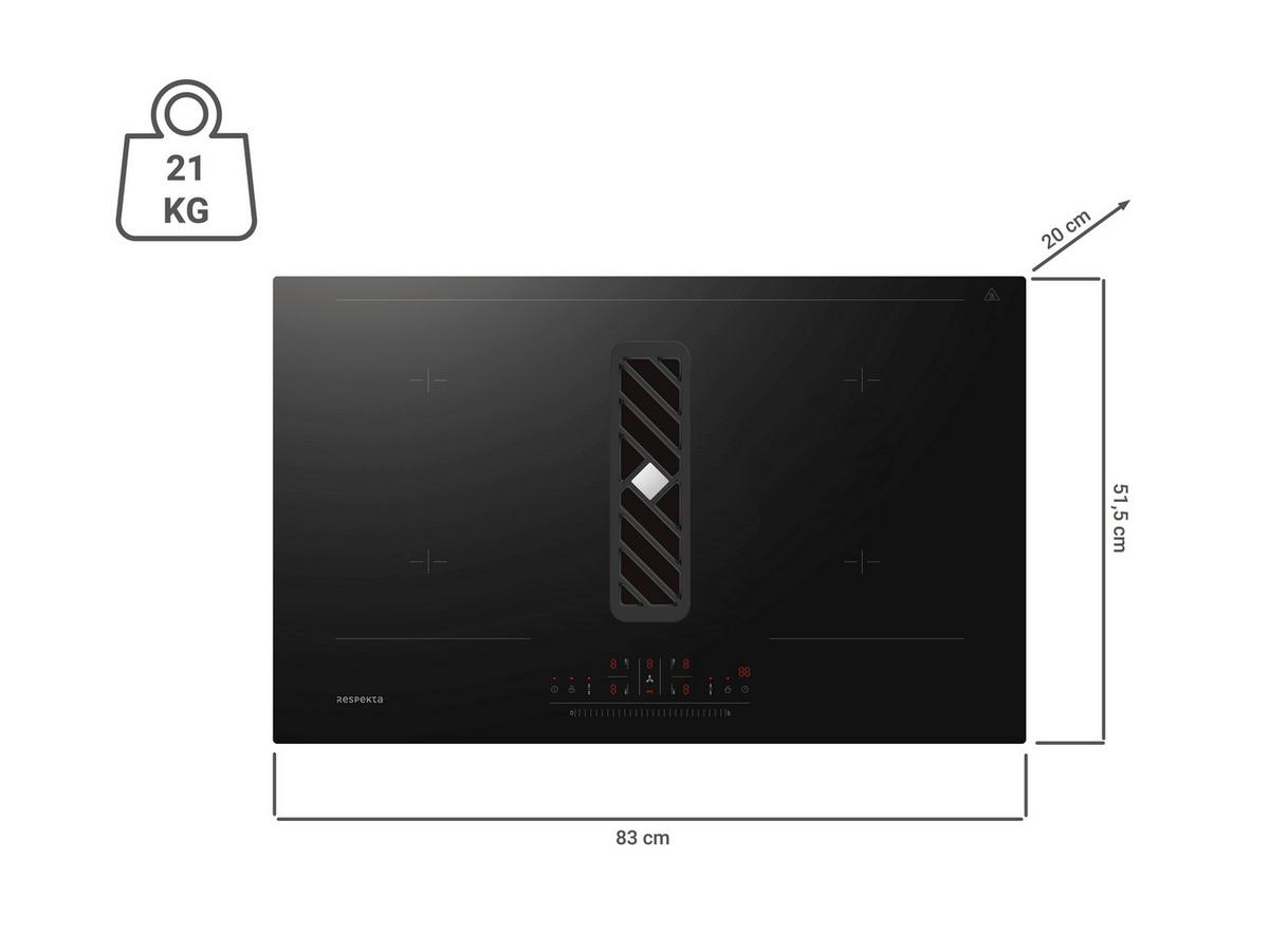 Kuhalna Plošča Z Napo Calima, 83x52cm - črna, Basics, steklo (83/20/51,5cm) - Respekta