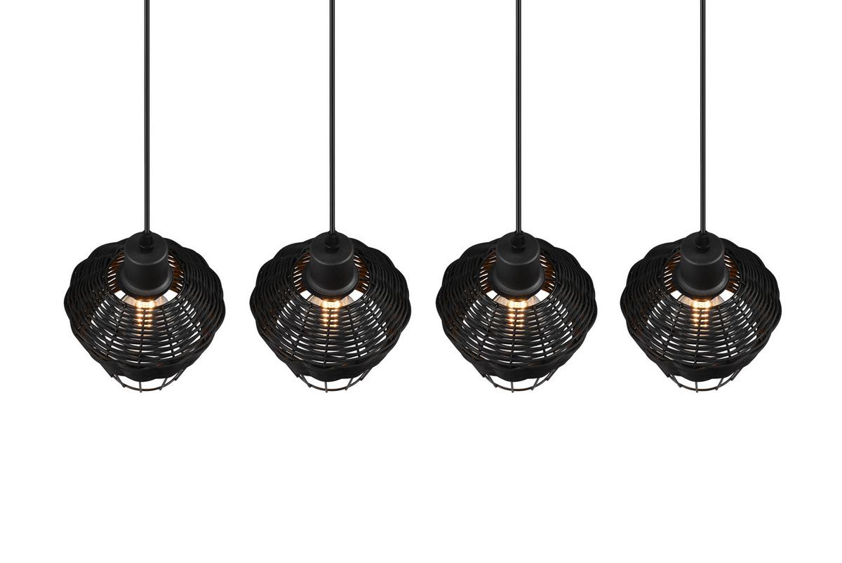 Pendelleuchte Borka Schwarz max. 40 Watt - Schwarz, ROMANTIK / LANDHAUS, Holz/Metall (95/150/17,5cm)