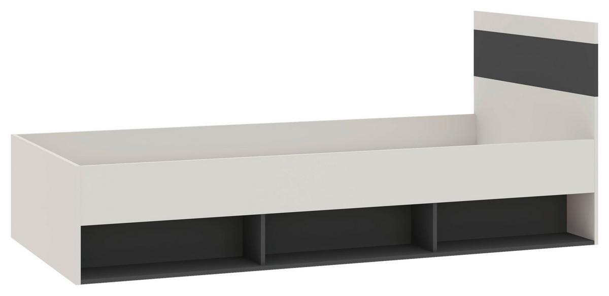Postelja Basic Two, Kašmir, Antracit, 90x200 - kašmir/antracit, Konvencionalno, leseni material (90/200cm)